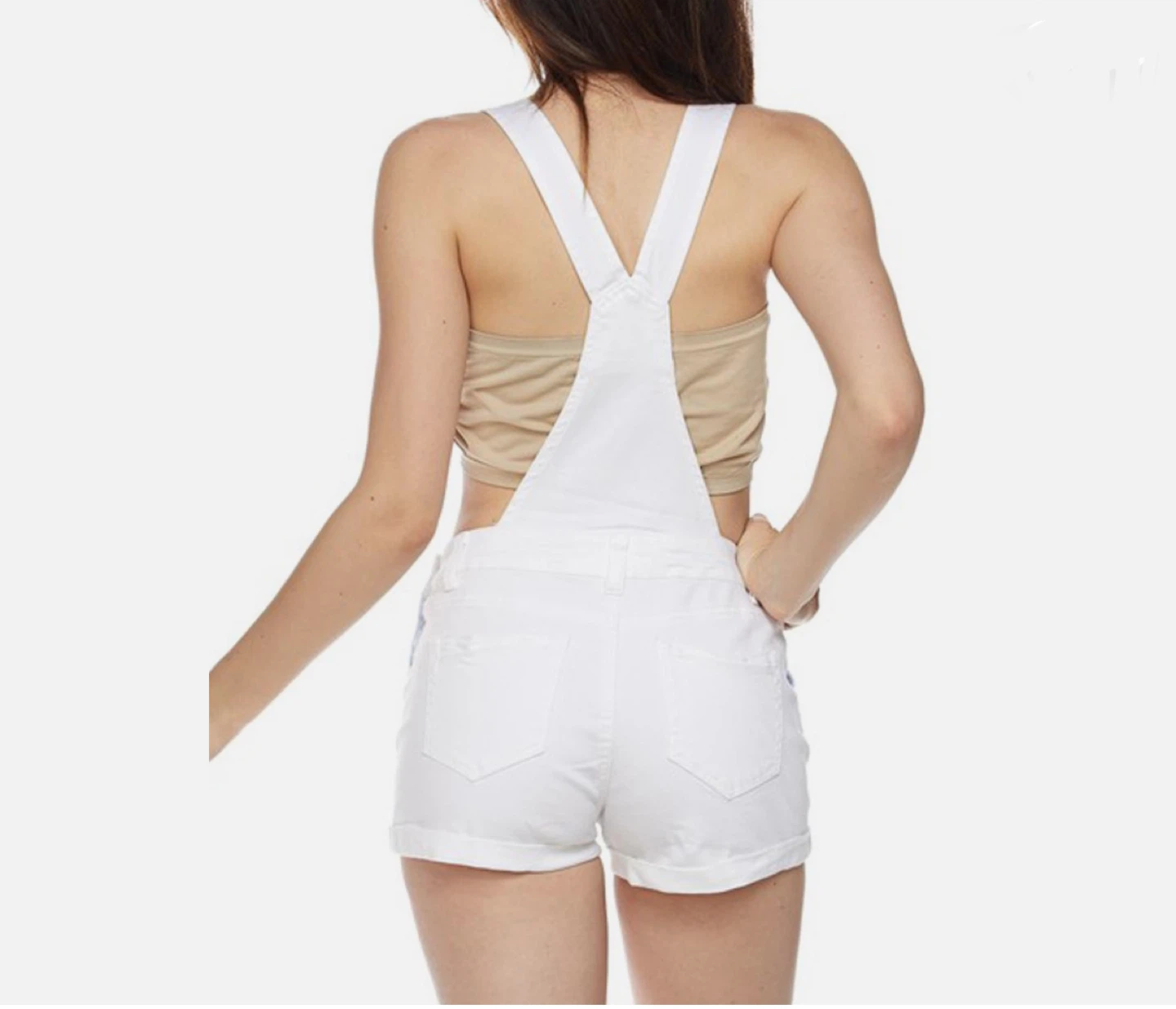 White Denim Short Overalls - photo 5