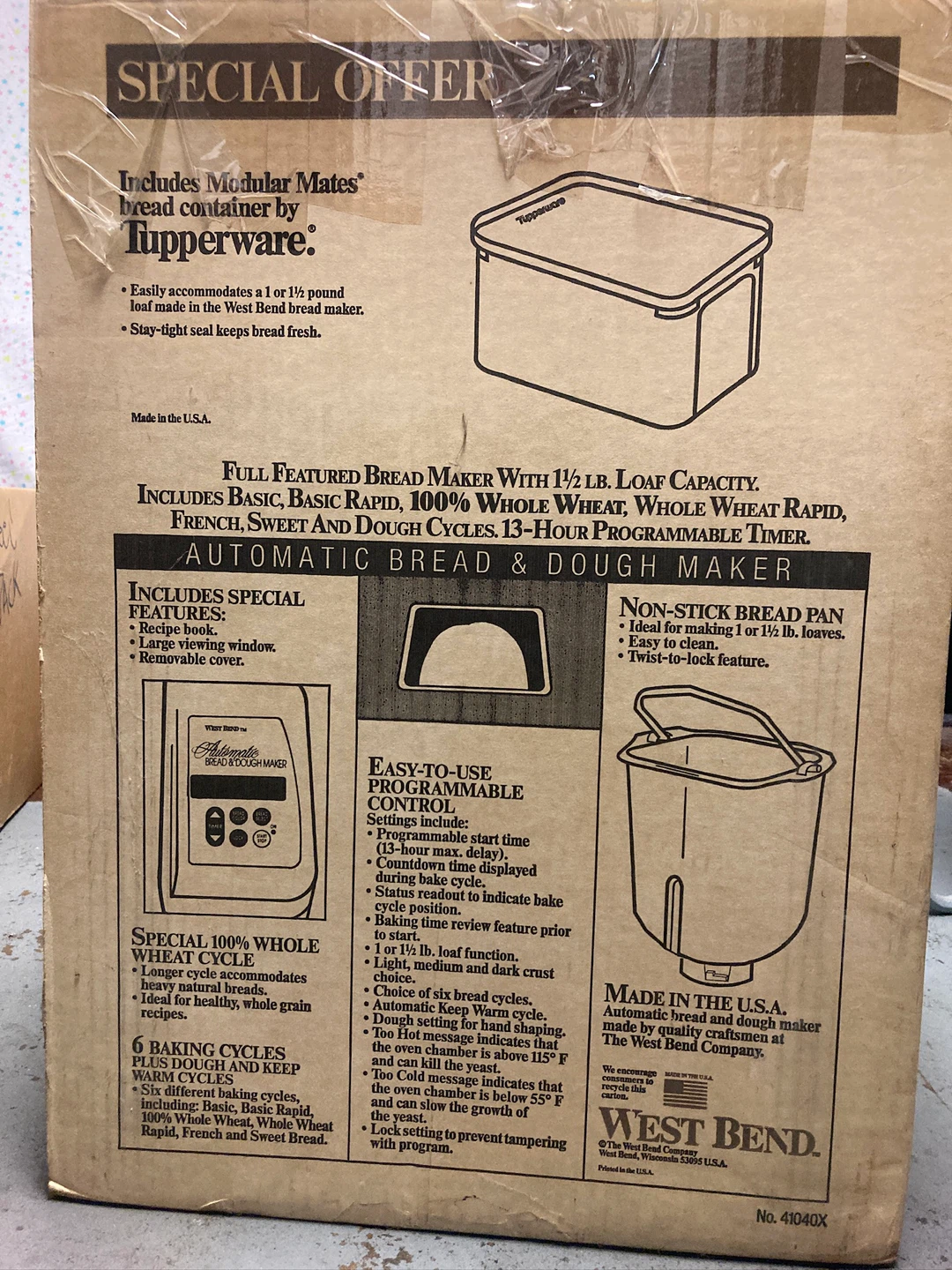 West Bend Automatic Bread & Dough Maker Model 41040X - photo 3