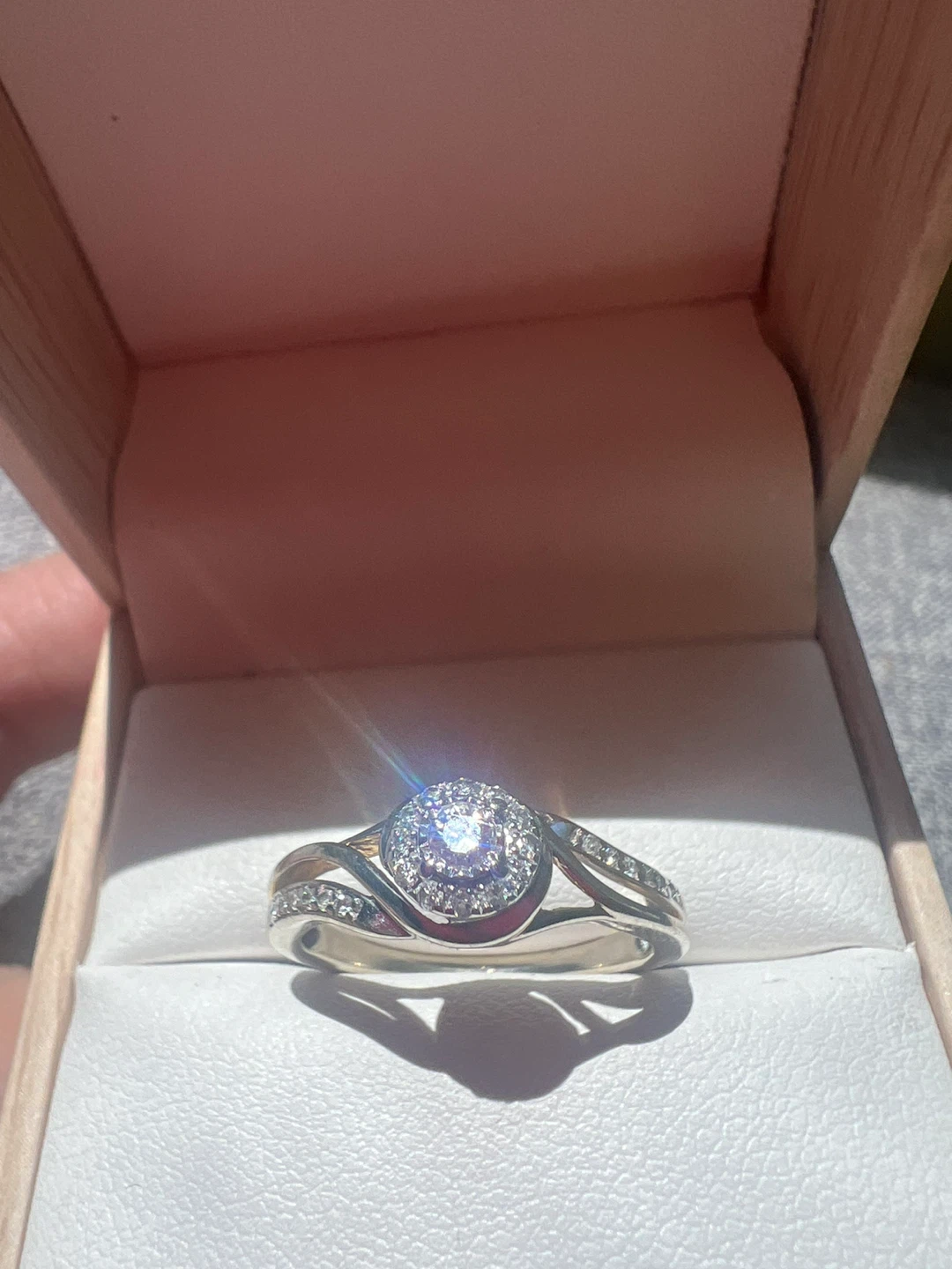 10K White Gold Diamond Engagement Ring Set - photo 2