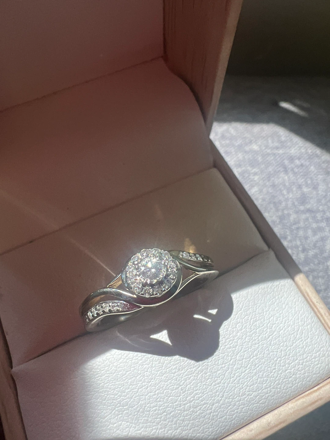10K White Gold Diamond Engagement Ring Set
