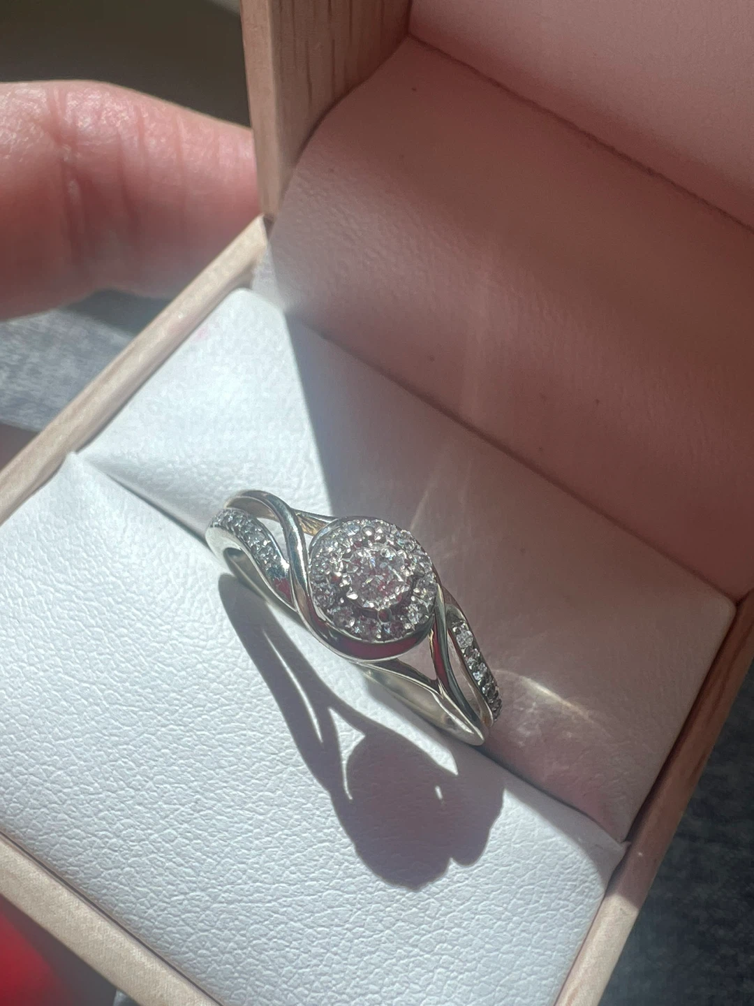 10K White Gold Diamond Engagement Ring Set - photo 3