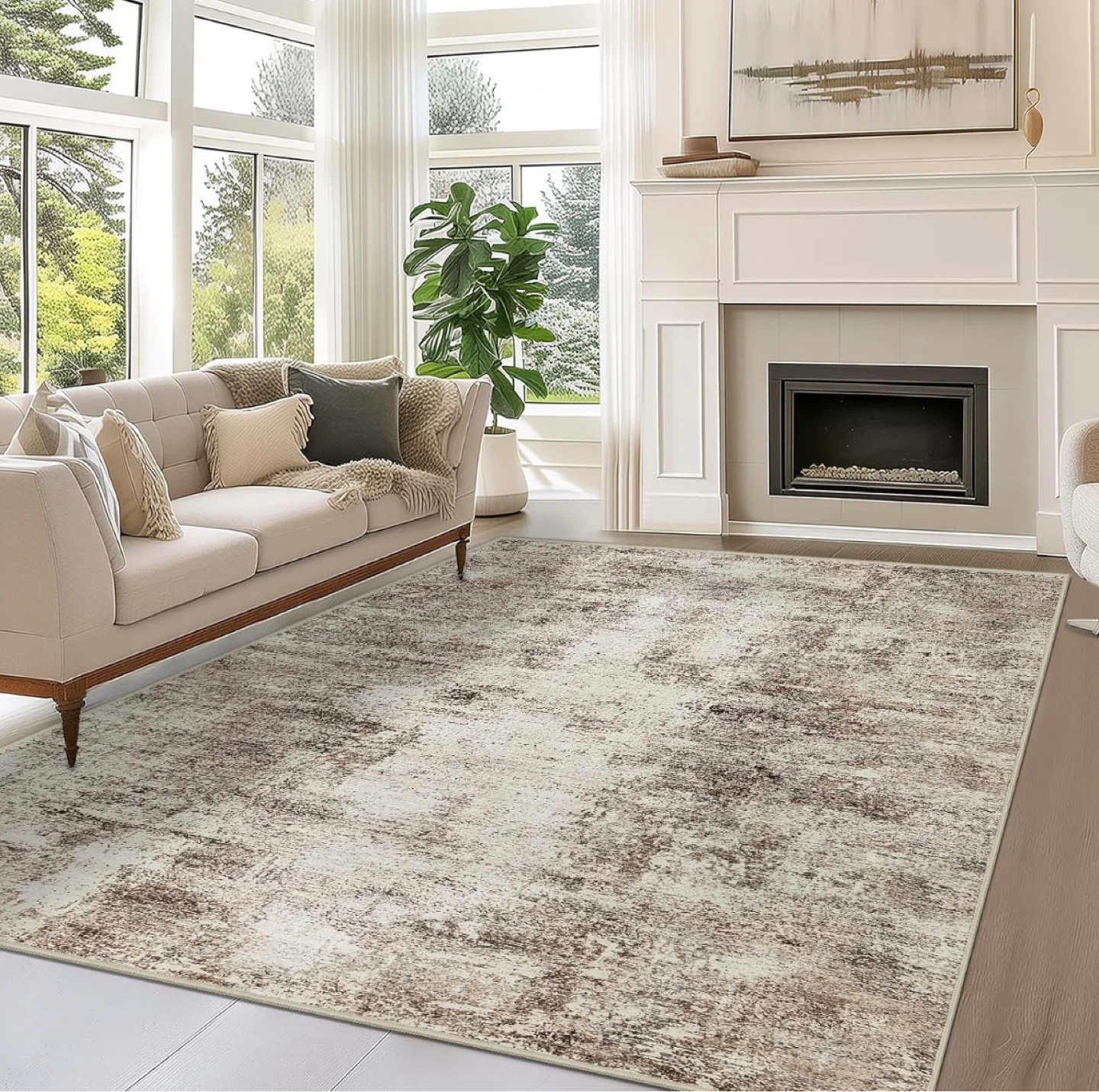 Distressed Abstract Area Rug