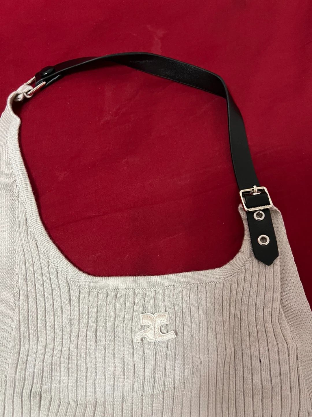 Courreges knit top with black strap - photo 4