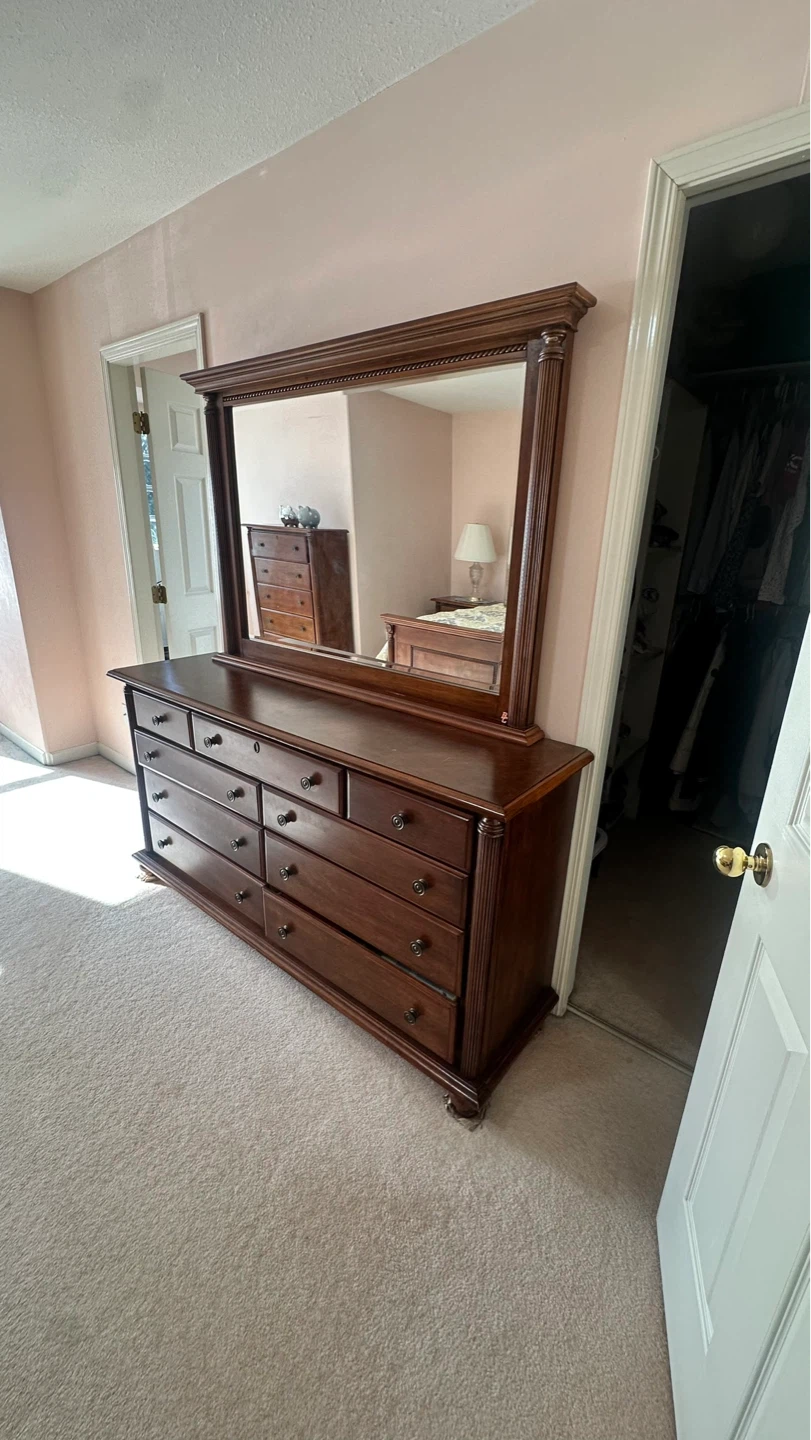 Solid Wood Dresser with Mirror
