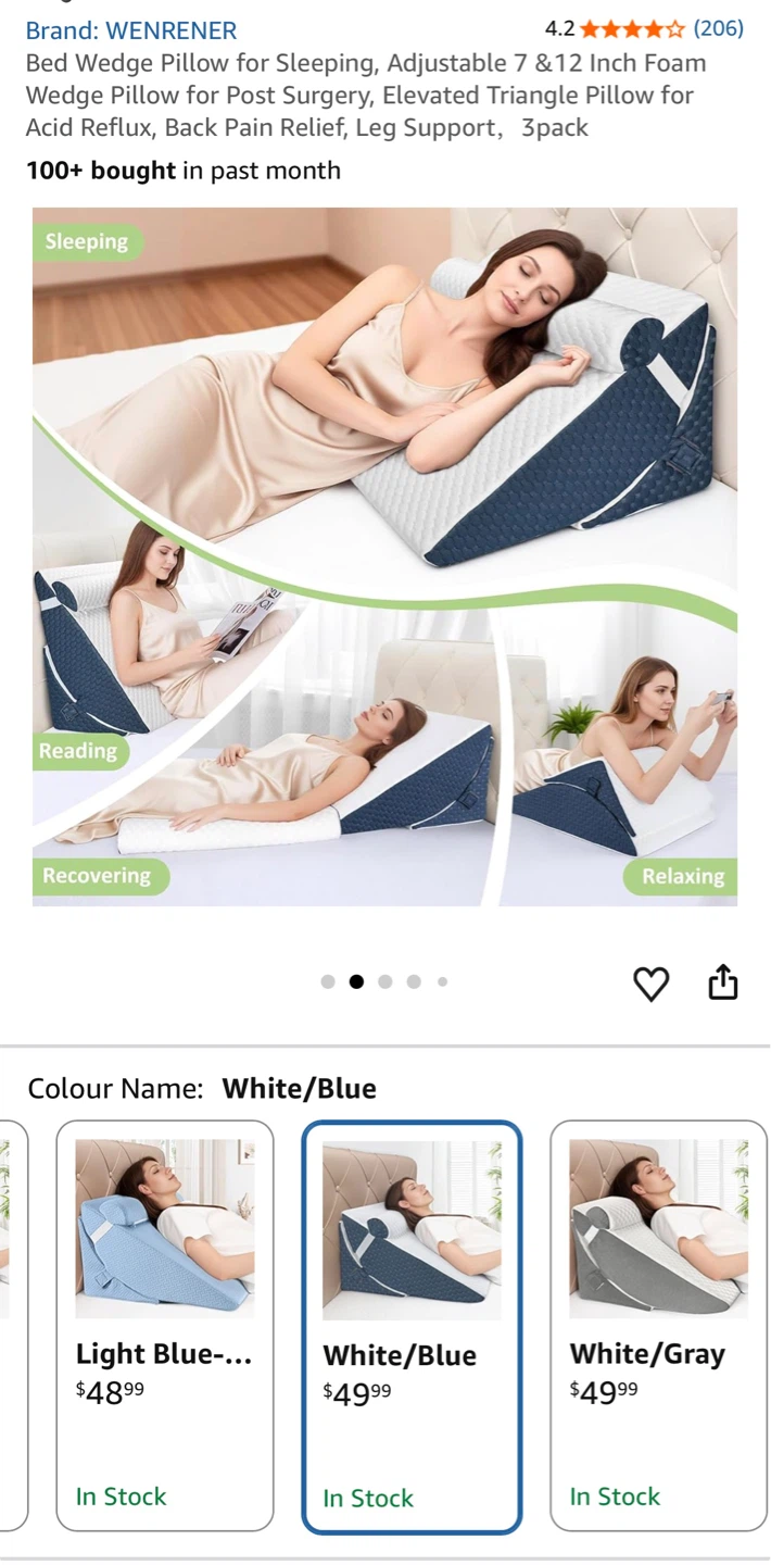 Bed Wedge Pillow - White/Blue - photo 3