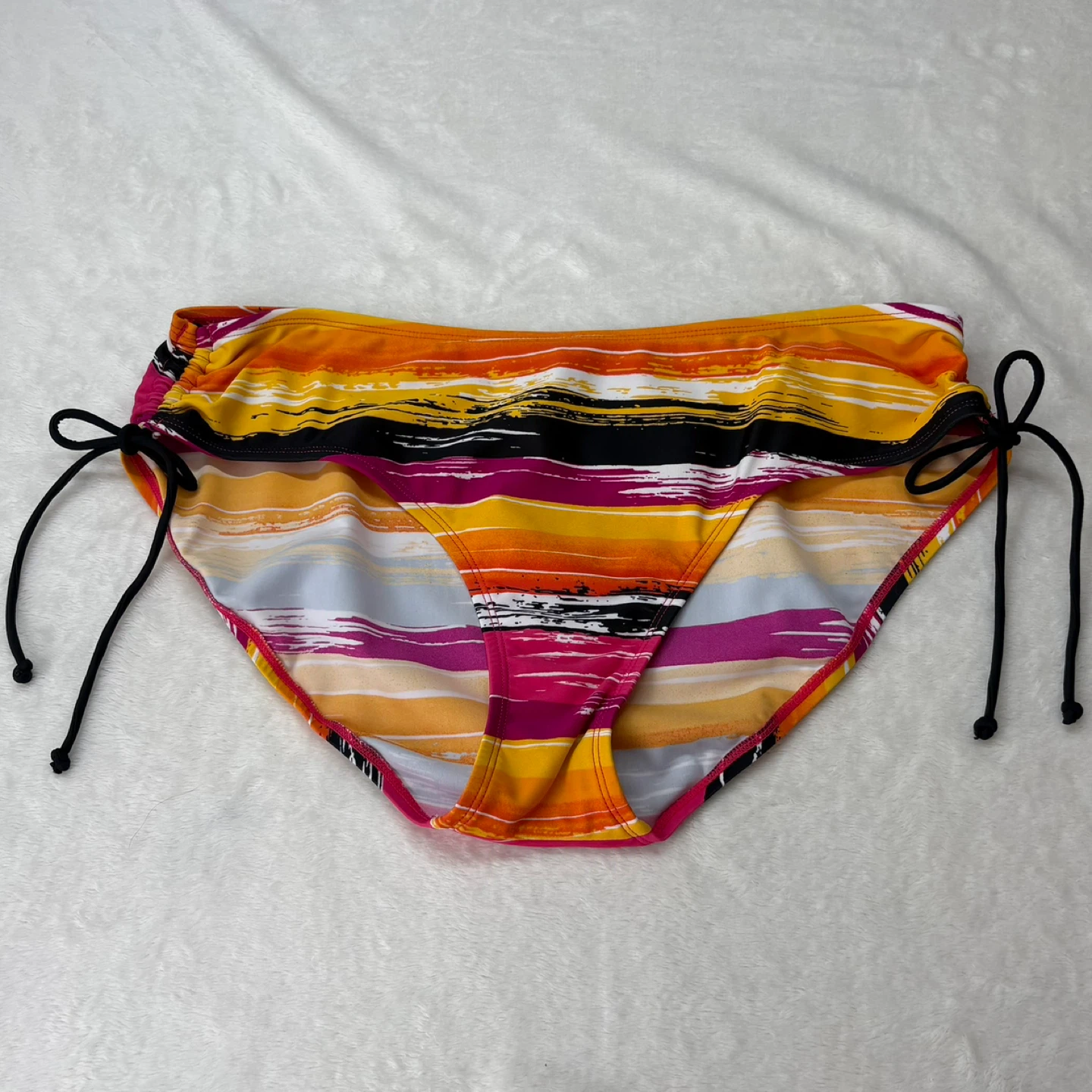 Zuma Beach Side Tie Bikini Swimsuit Bottoms Stripe Print Size 14 - photo 2
