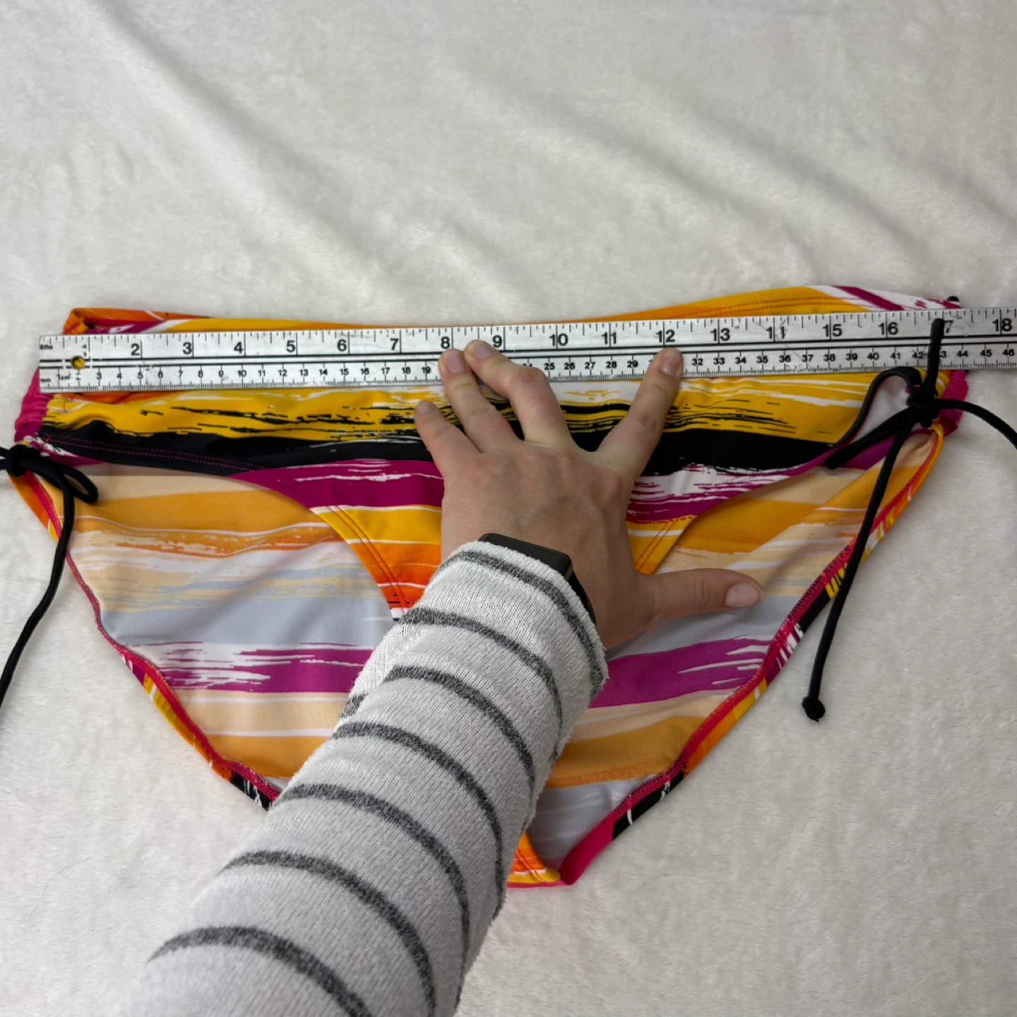 Zuma Beach Side Tie Bikini Swimsuit Bottoms Stripe Print Size 14 - photo 3