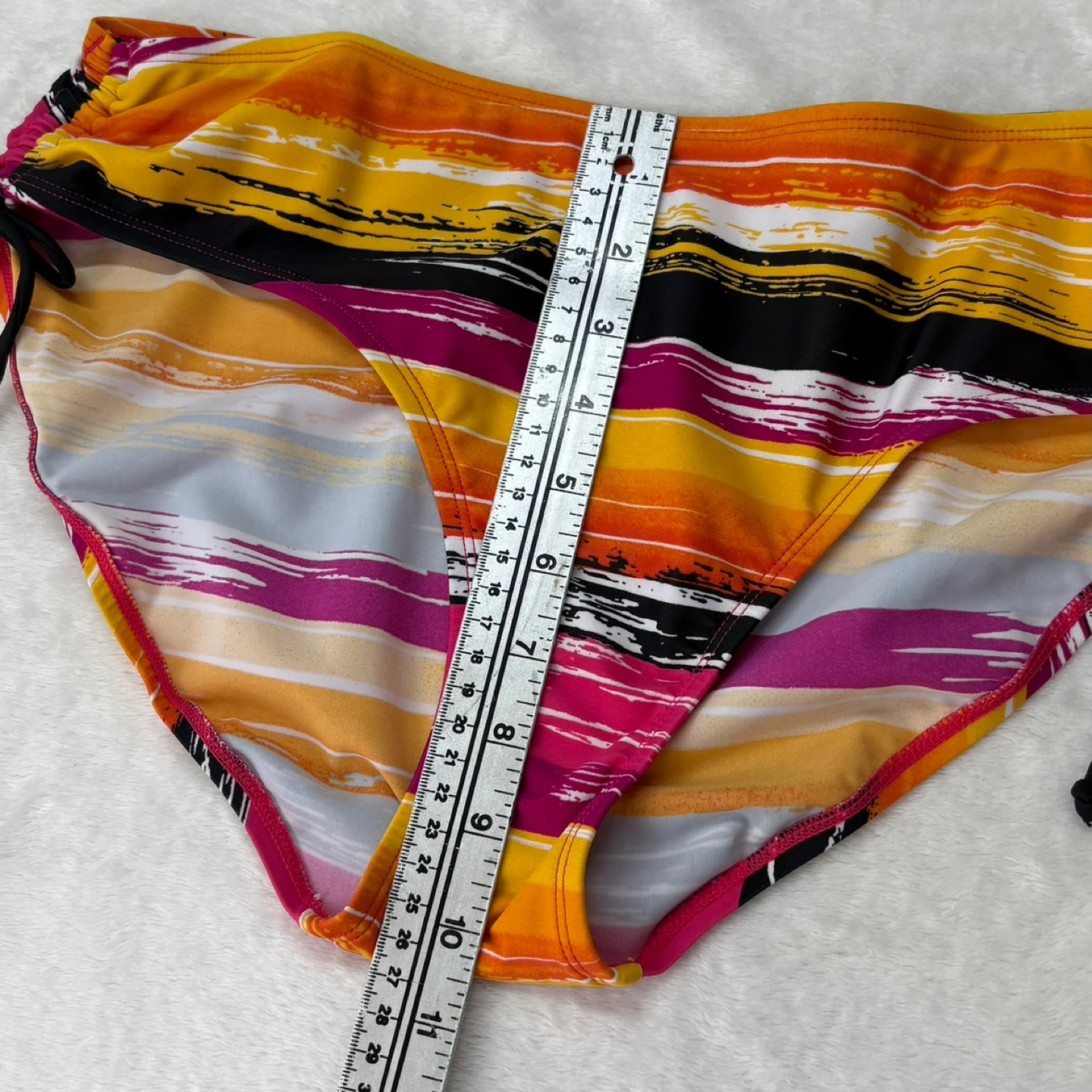 Zuma Beach Side Tie Bikini Swimsuit Bottoms Stripe Print Size 14 - photo 4