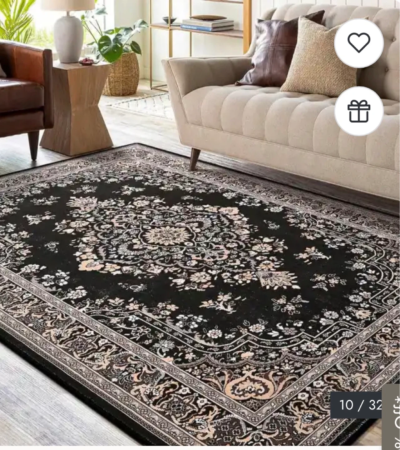 Black Oriental Area Rug 8x10 ft