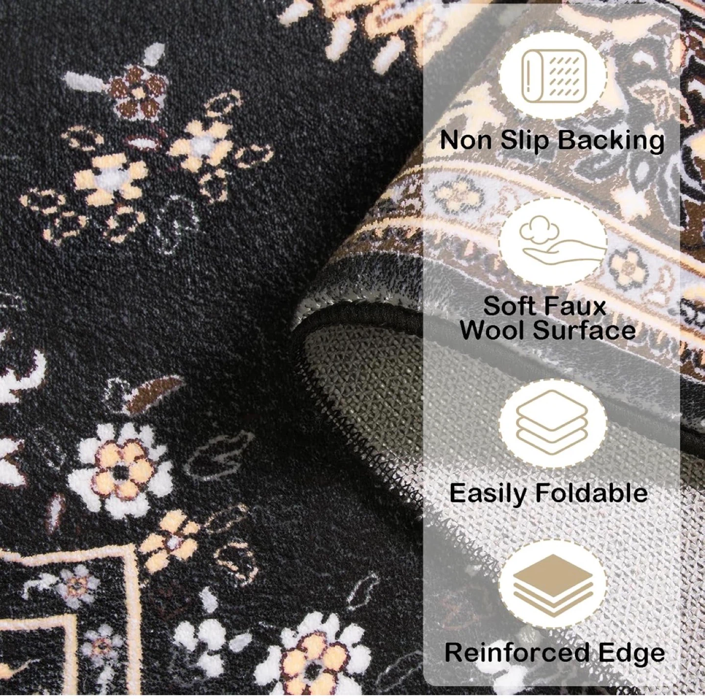 Black Oriental Area Rug 8x10 ft - photo 5