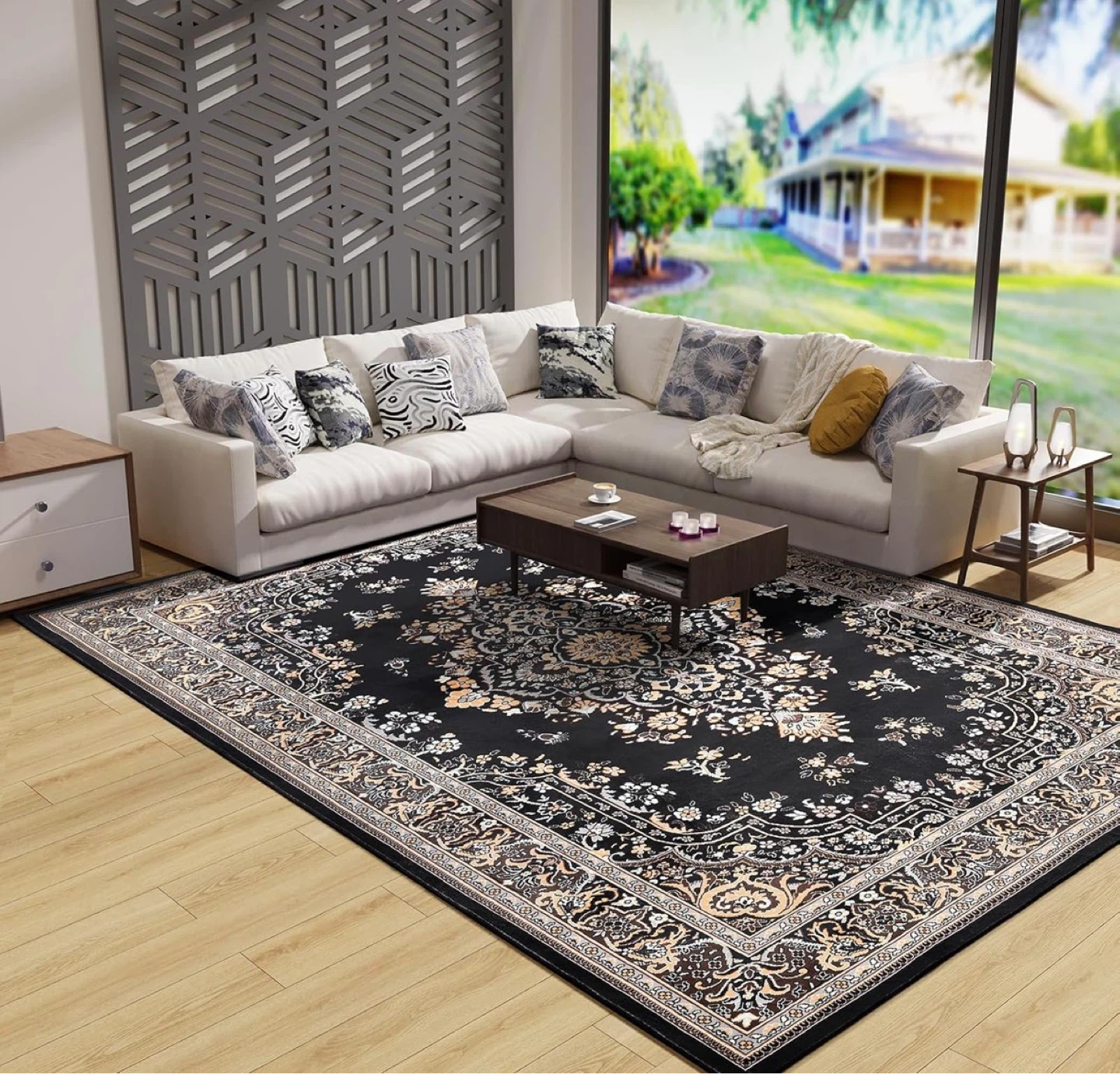 Black Oriental Area Rug 8x10 ft - photo 3