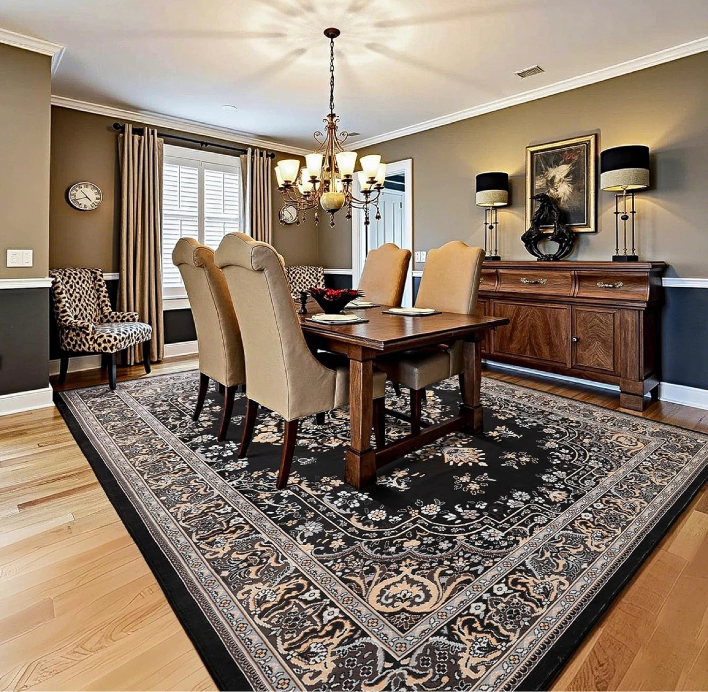 Black Oriental Area Rug 8x10 ft - photo 2