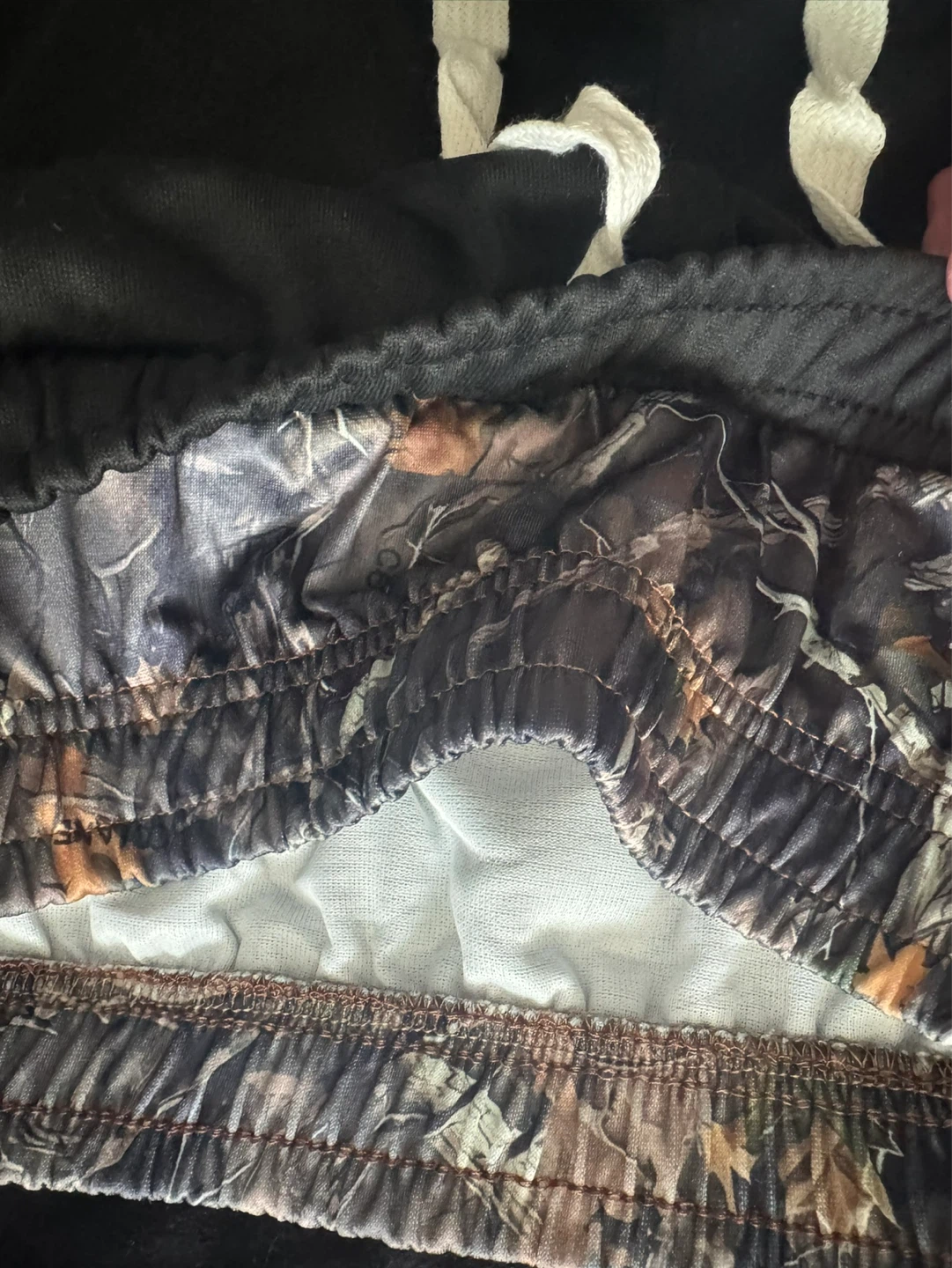 Black athletic shorts with camouflage waistband - photo 2