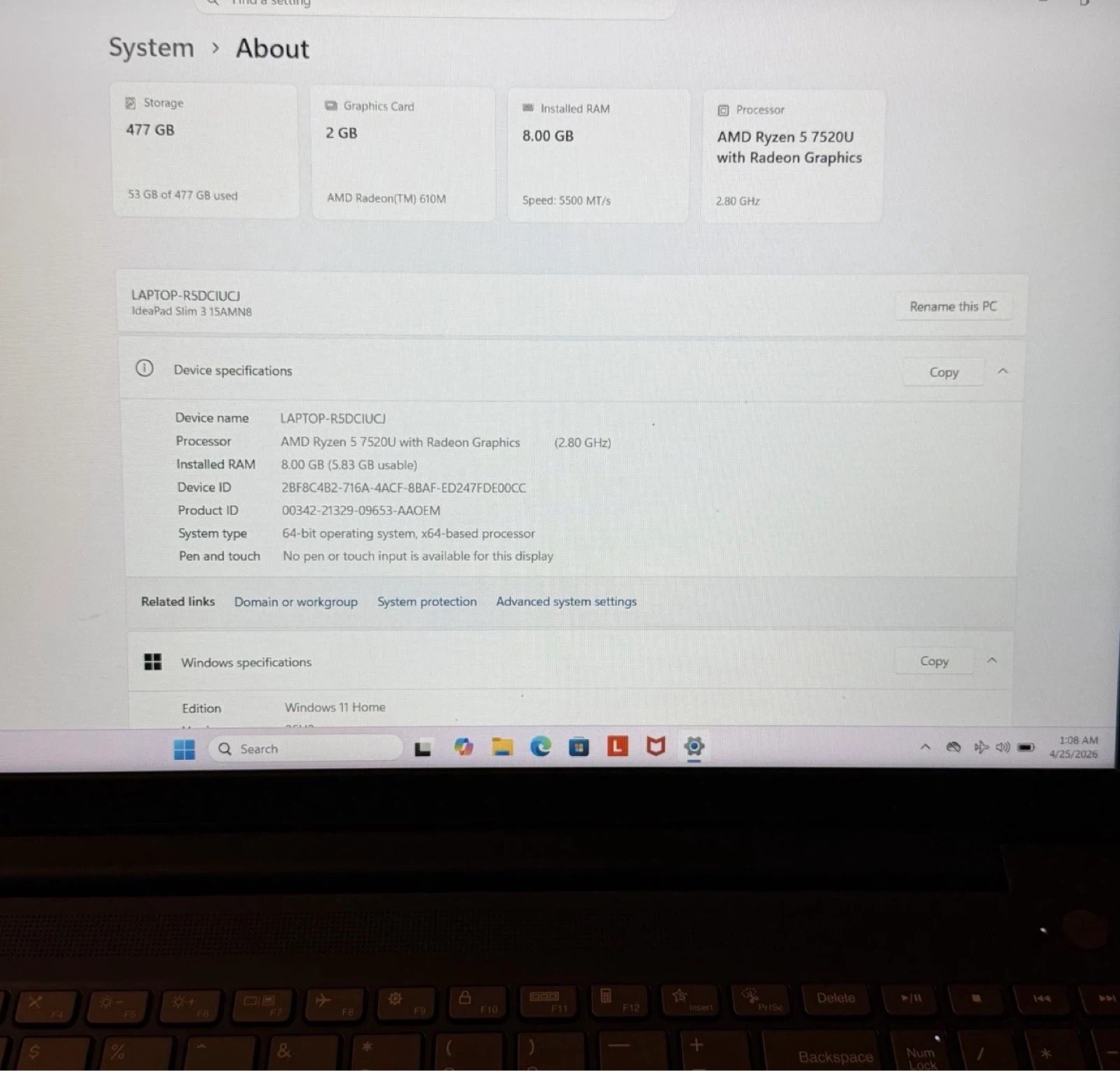 Lenovo IdeaPad Slim 3 AMD Ryzen 5  8GB RAM 512GB SSD - photo 4