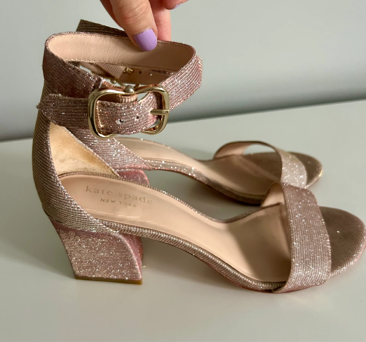 Kate Spade Sparkly Rose Gold Heels Size 7.5