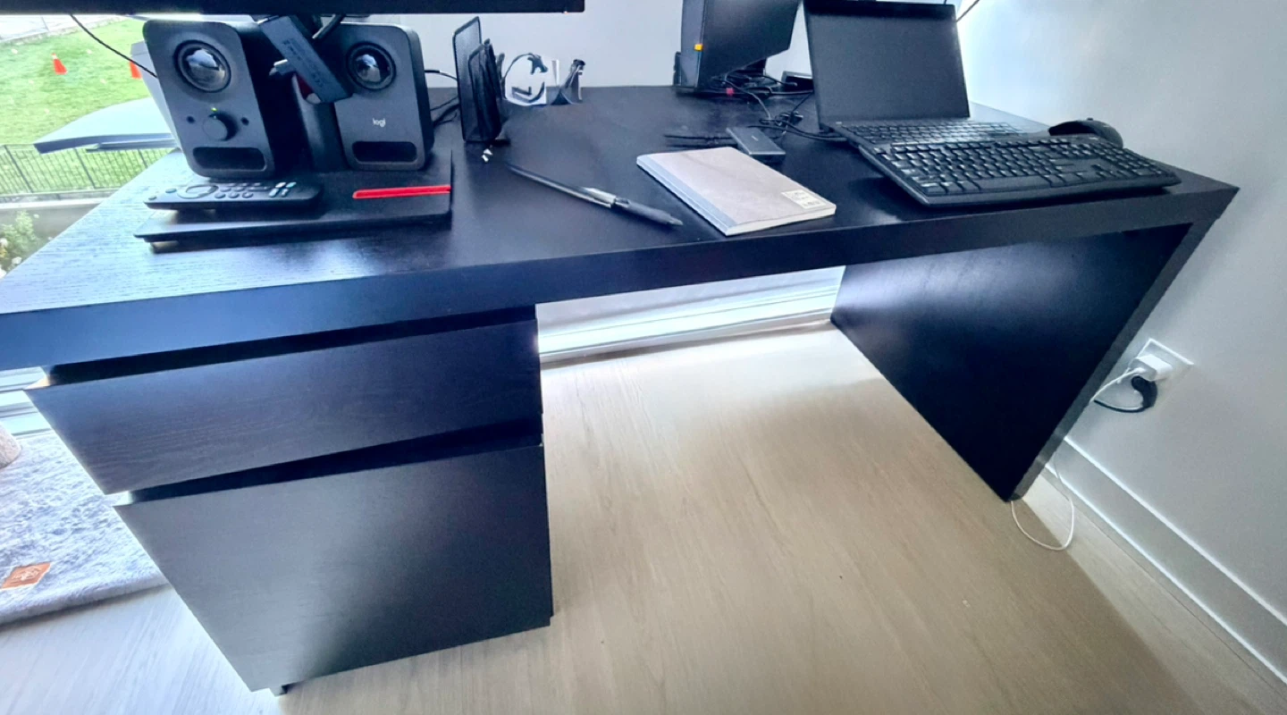 Black Desk with Drawers