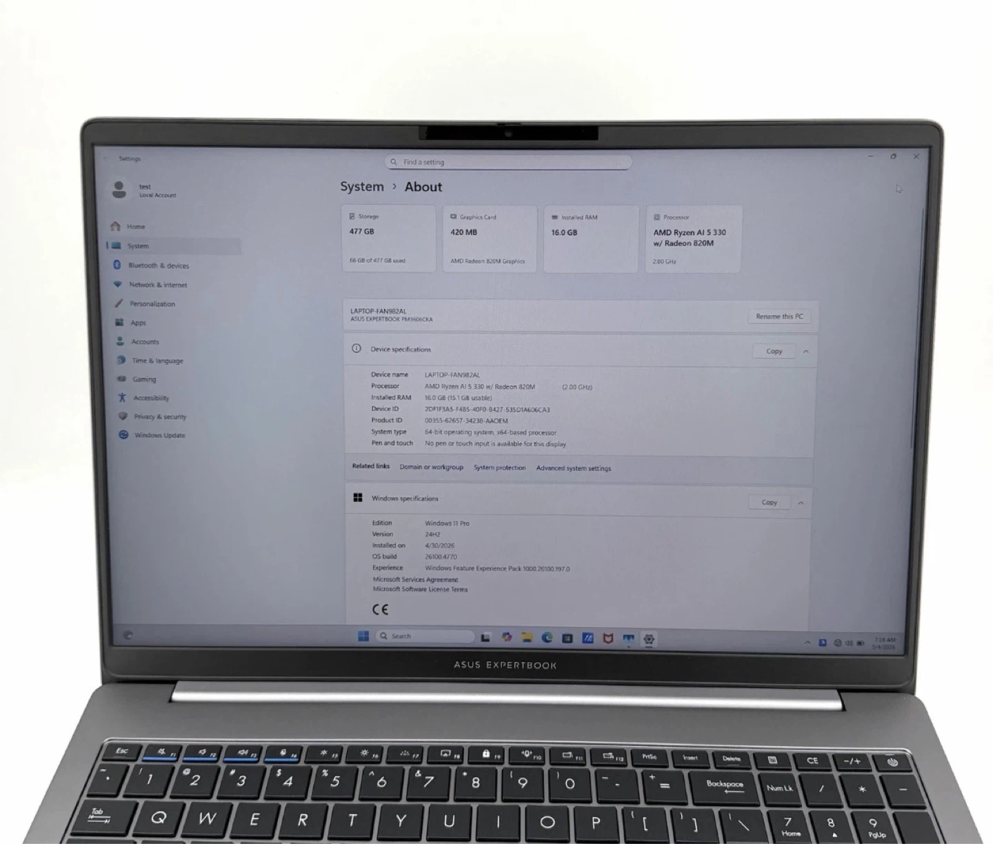 ASUS ExpertBook P3 +PC AMD Ryzen AI 5 330 DDR5 16GB 512GB - photo 2