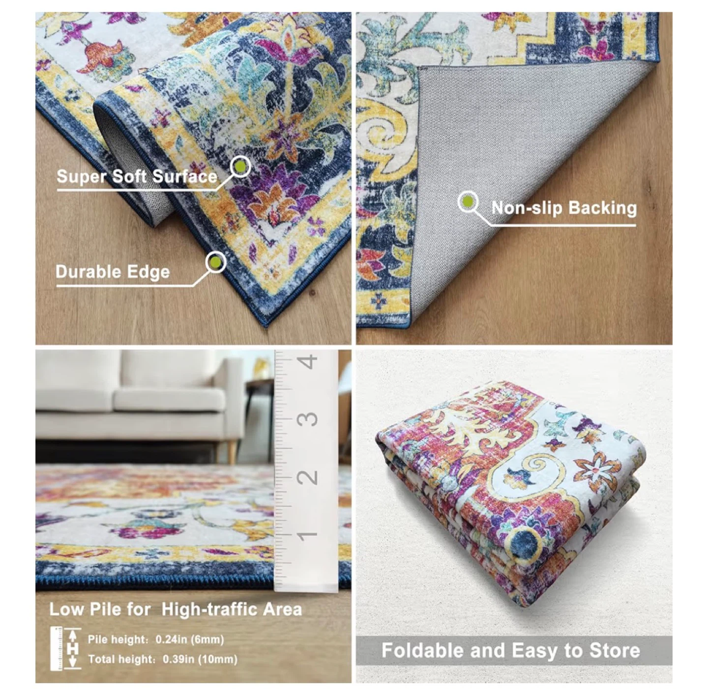Area Rug  9x6 ft- Blue & Multi - photo 3