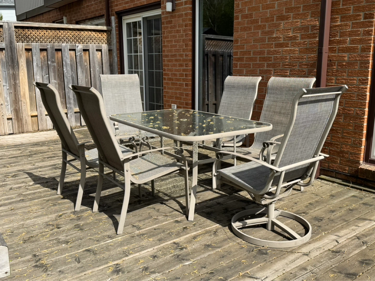 Patio Dining Set with Glass Table and 6 Chairs