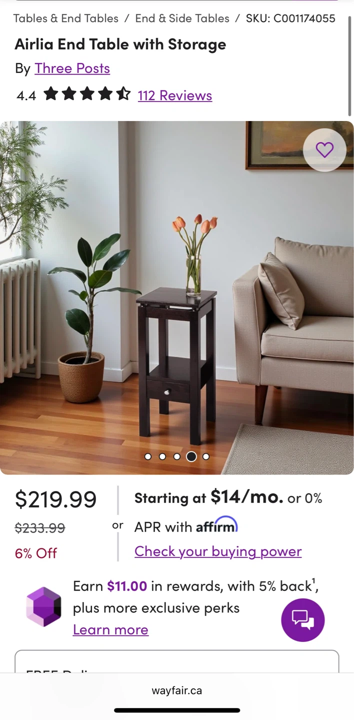 Wood End Table w/ Drawer