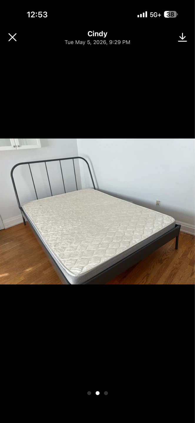 Double Black Metal Bed Frame with Mattress