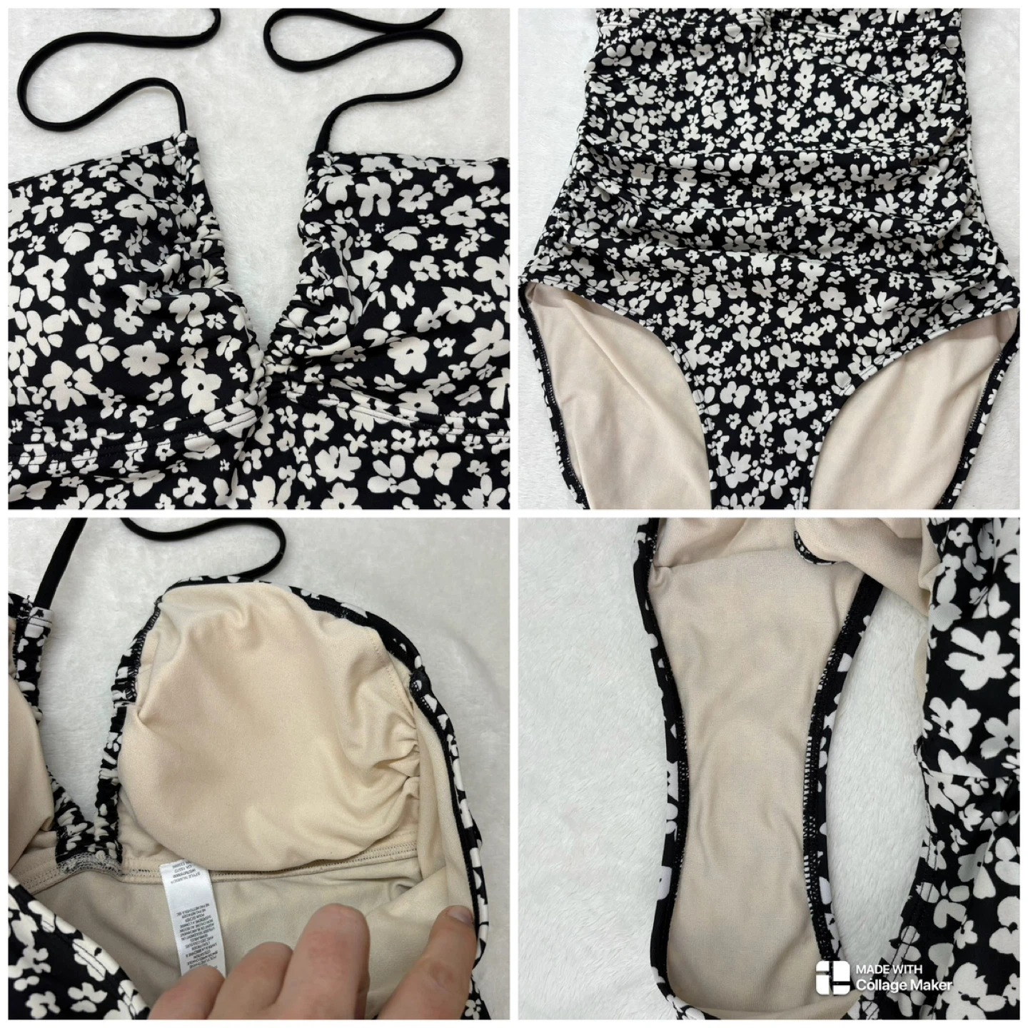 JOE FRESH Floral One Piece Halter Swimsuit Ruched Front Size S - photo 3