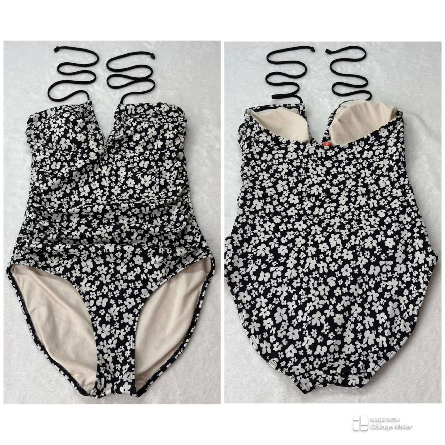 JOE FRESH Floral One Piece Halter Swimsuit Ruched Front Size S - photo 2
