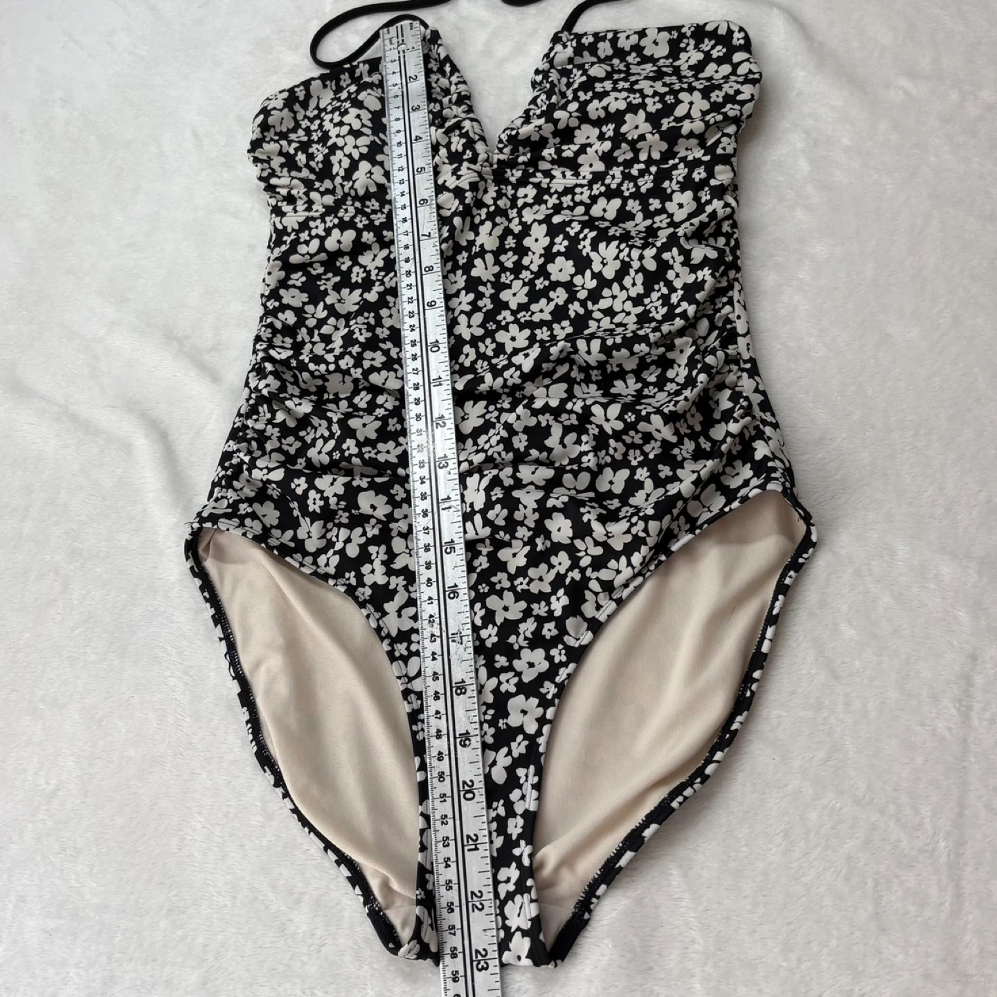 JOE FRESH Floral One Piece Halter Swimsuit Ruched Front Size S - photo 5