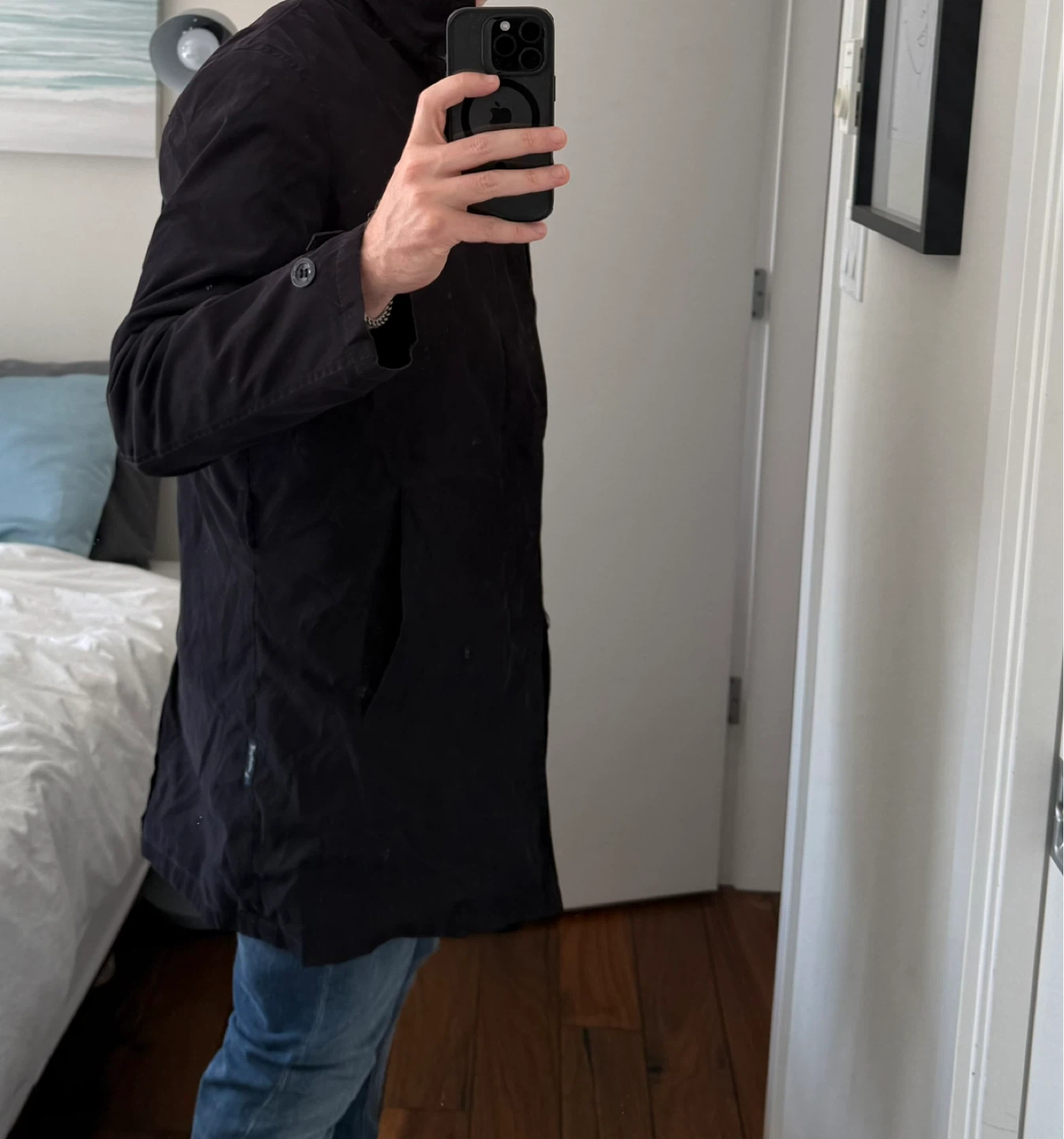 Armani Jeans Black Trench Coat - Size S - photo 3