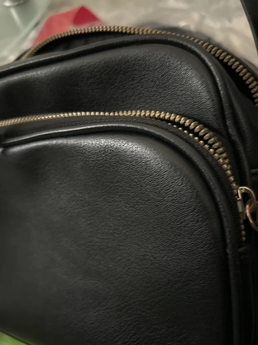 Black Faux Leather Crossbody Bag