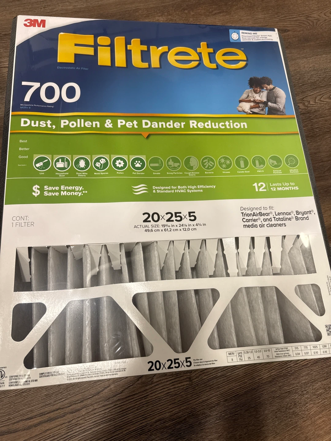 3M Filtrete 700 Air Filter 20x25x5