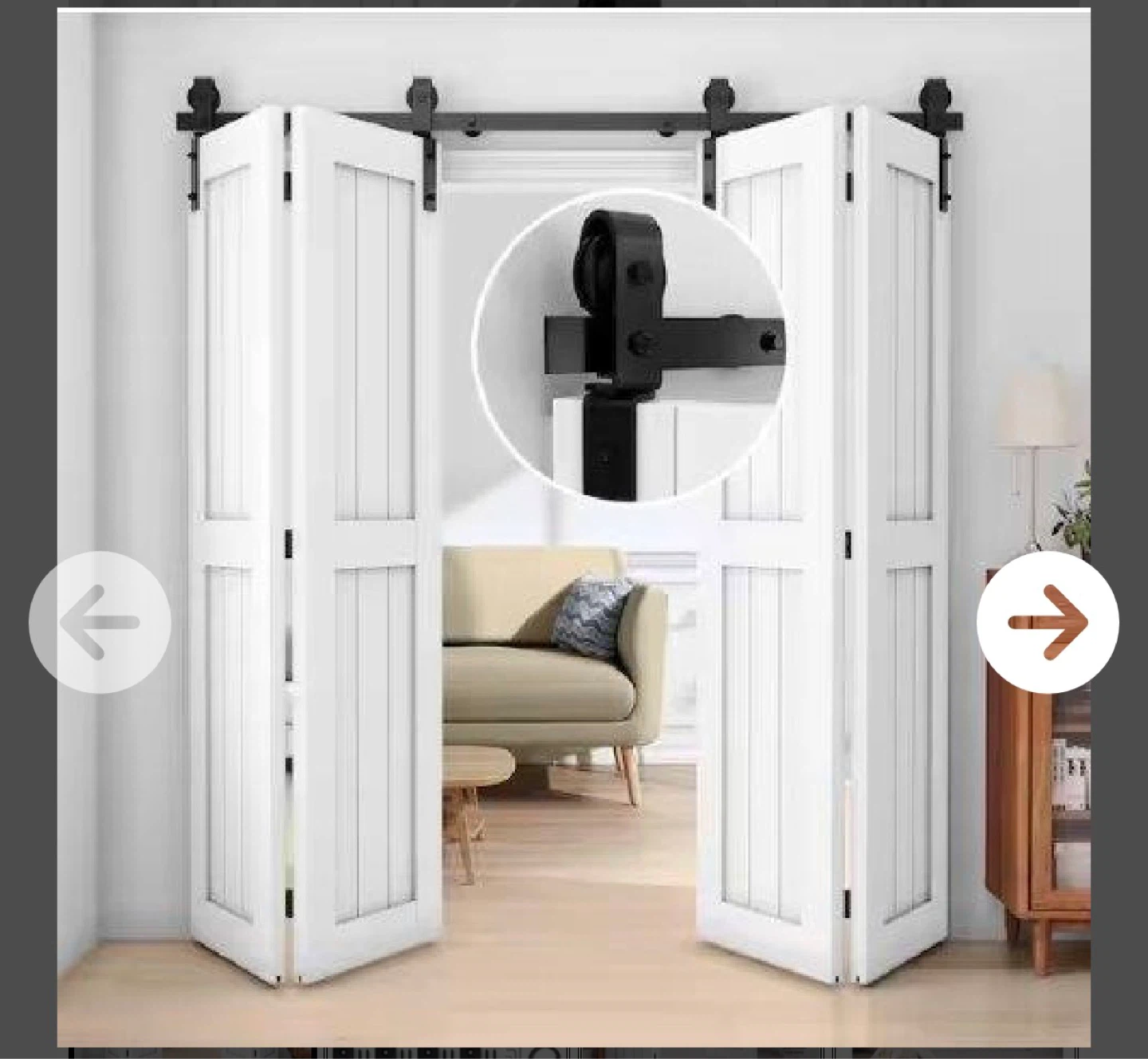 White Barn Door Kit - Double Folding