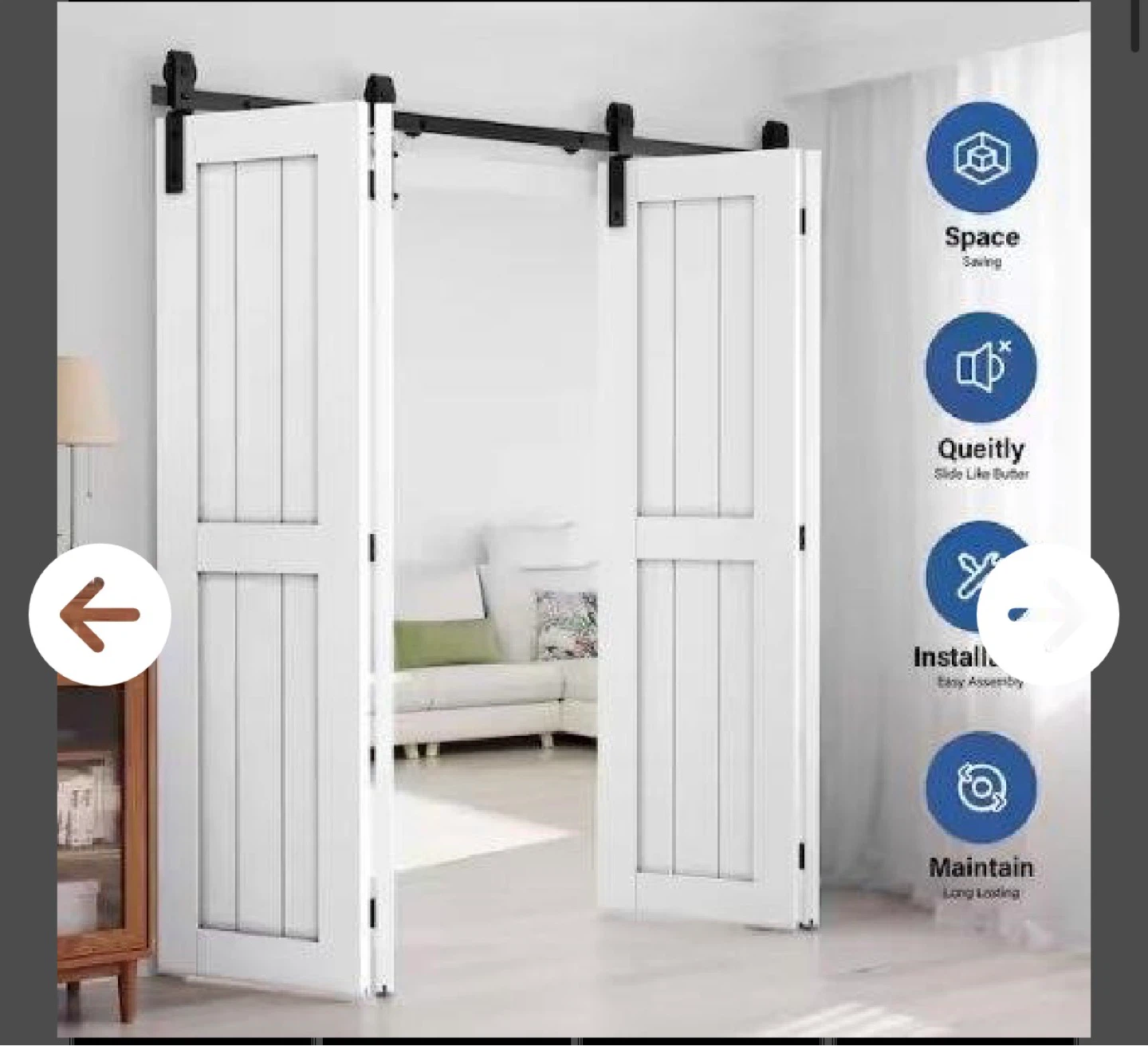 White Barn Door Kit - Double Folding - photo 3