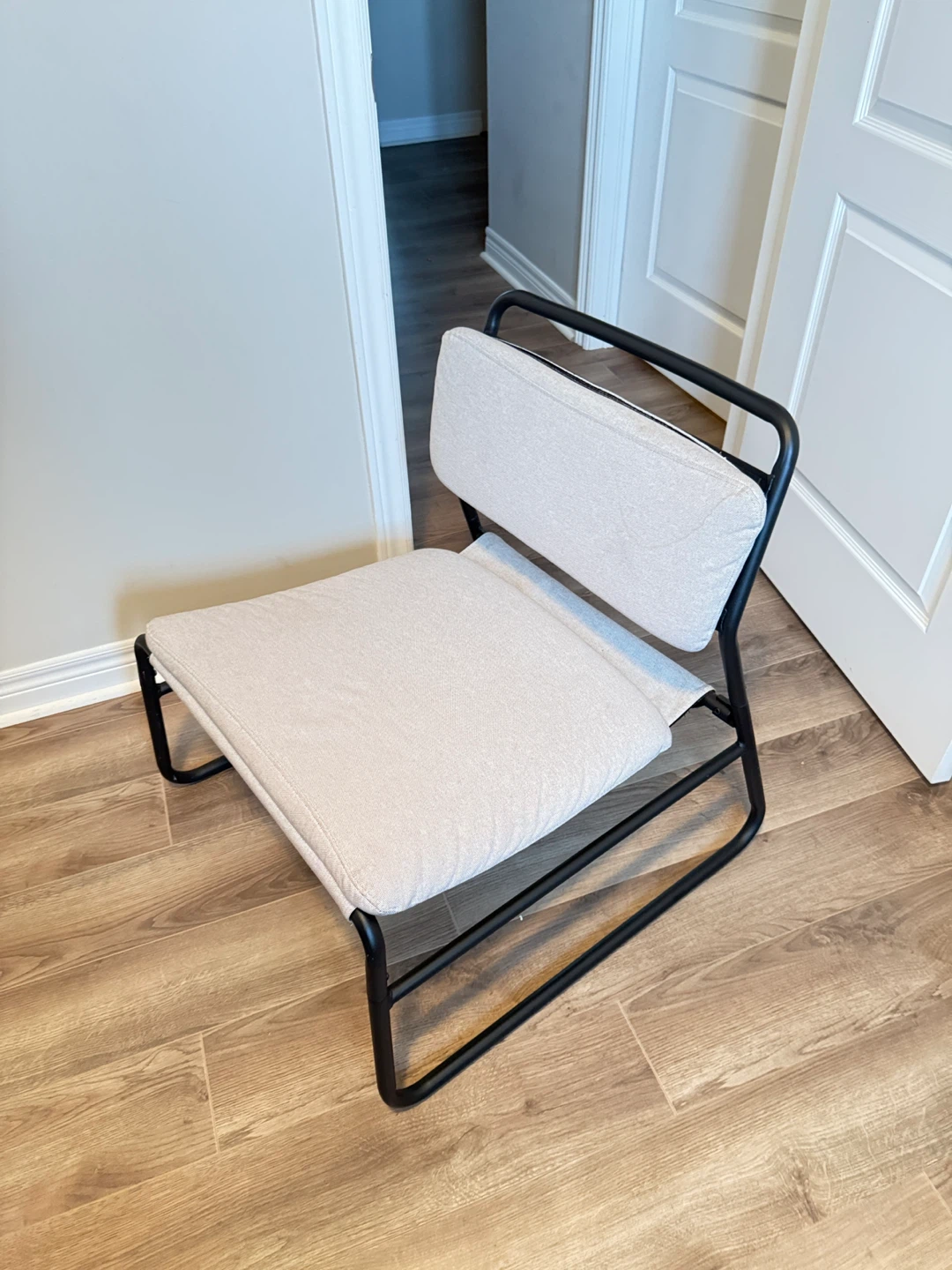 IKEA accent chair with black metal frame