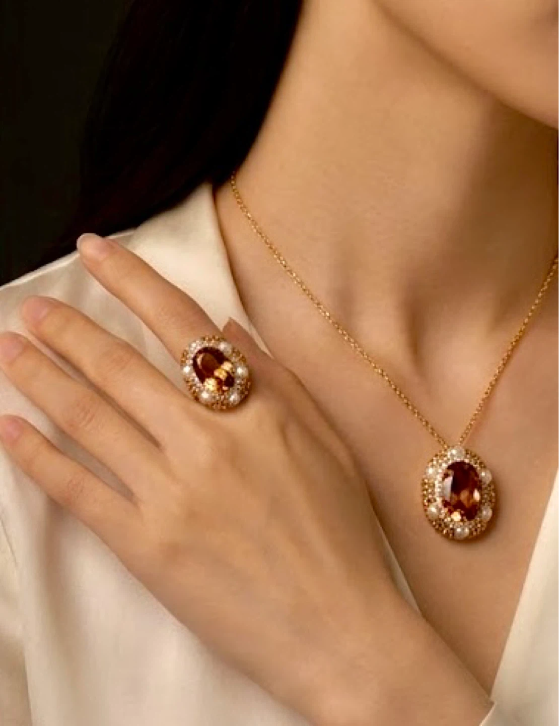 Regal Statement Set: "Sultan" Gems with Pearl Halo - photo 4
