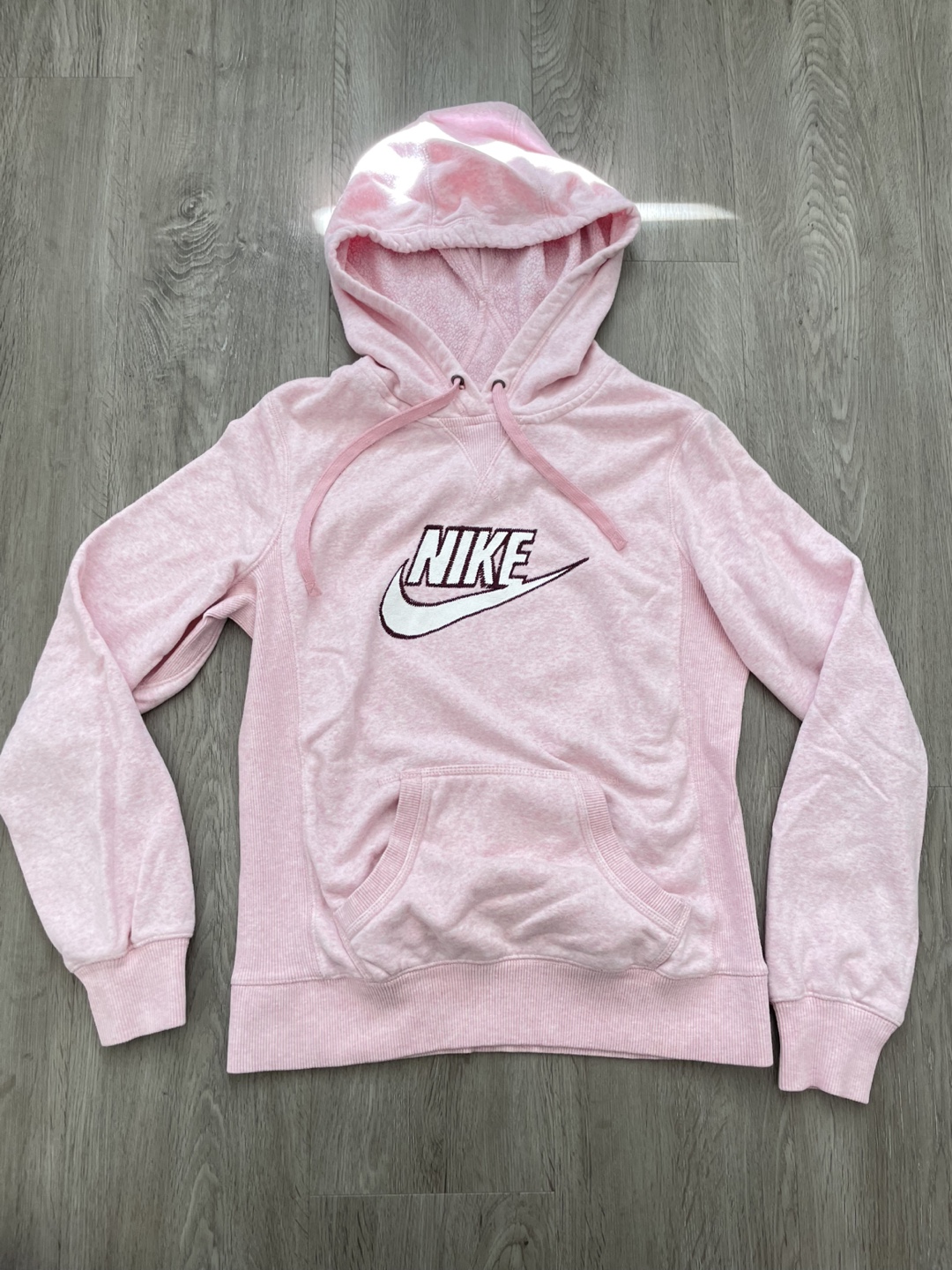 Nike Pink Velour Hoodie Sweatshirt Size Medium - photo 2