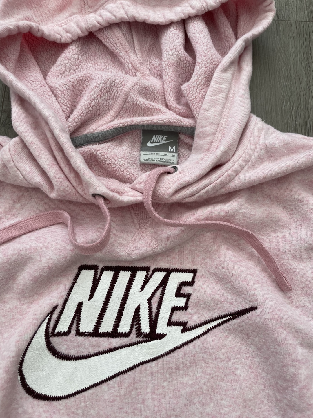 Nike Pink Velour Hoodie Sweatshirt Size Medium - photo 3