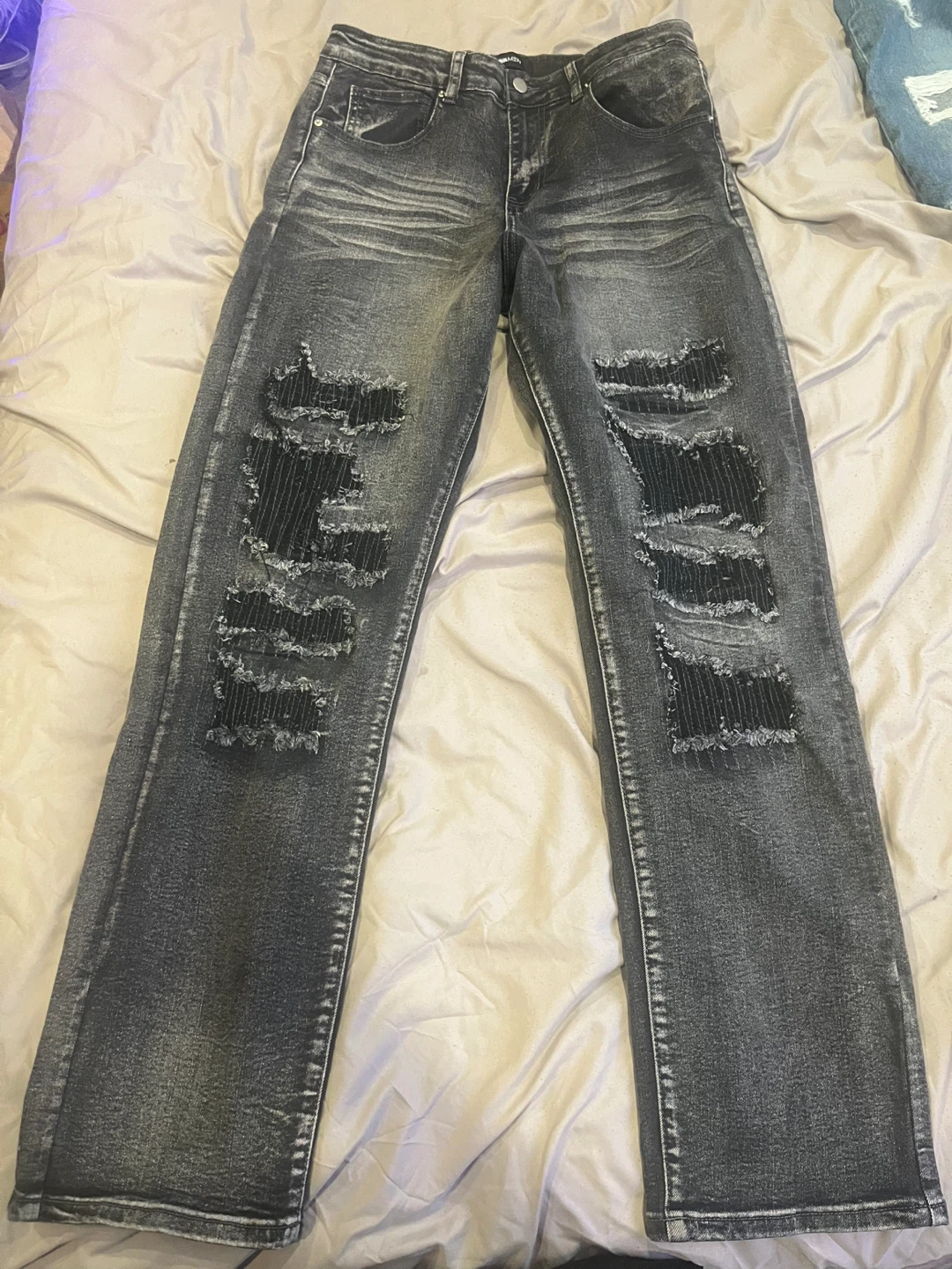 fashion nova Men's Distressed Black Jeans