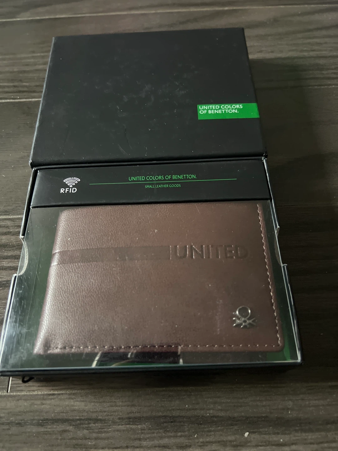 United Colors of Benetton Brown Leather RFID Wallet