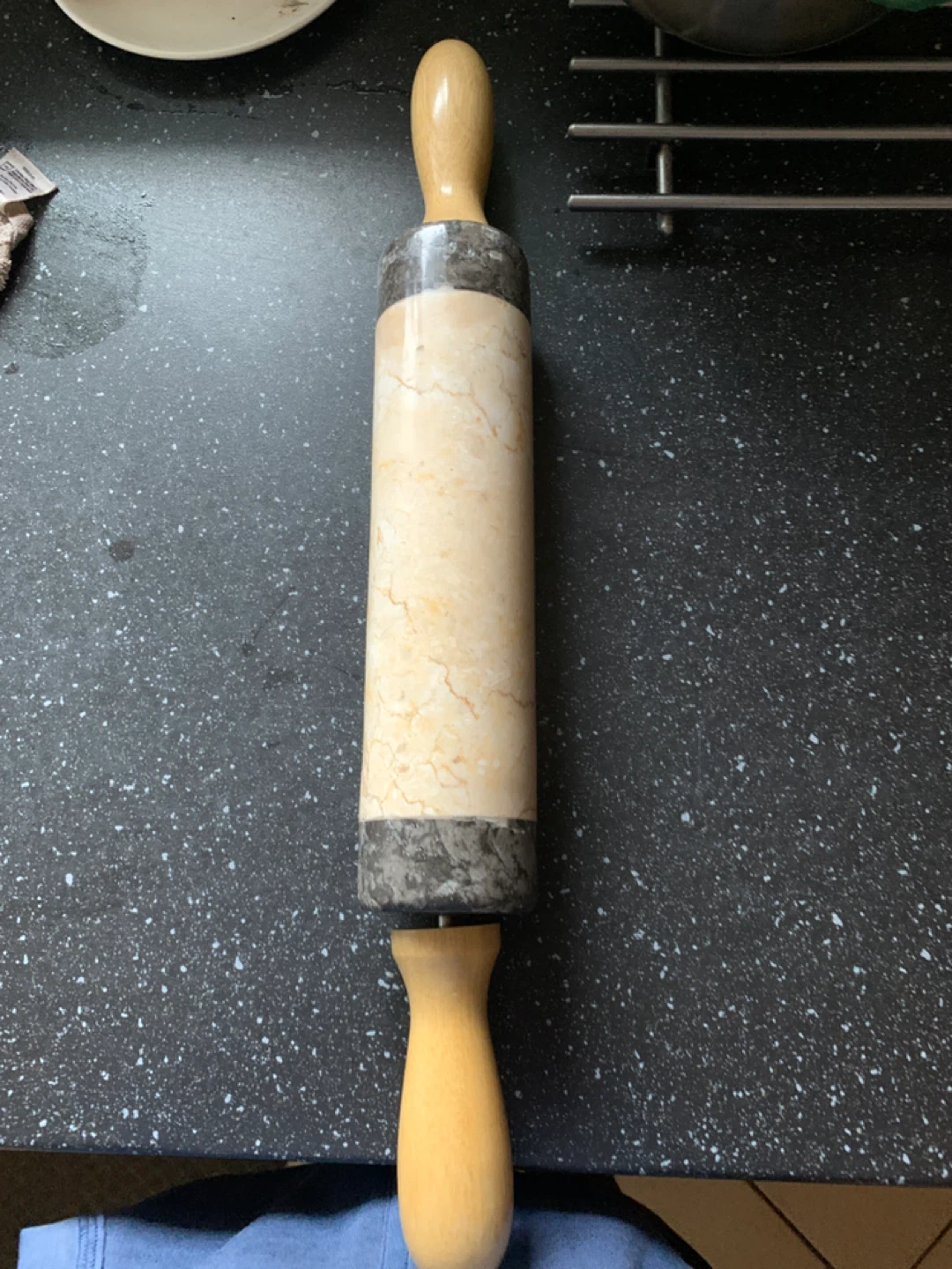 Marble Rolling Pin with Wooden Handles - photo 2