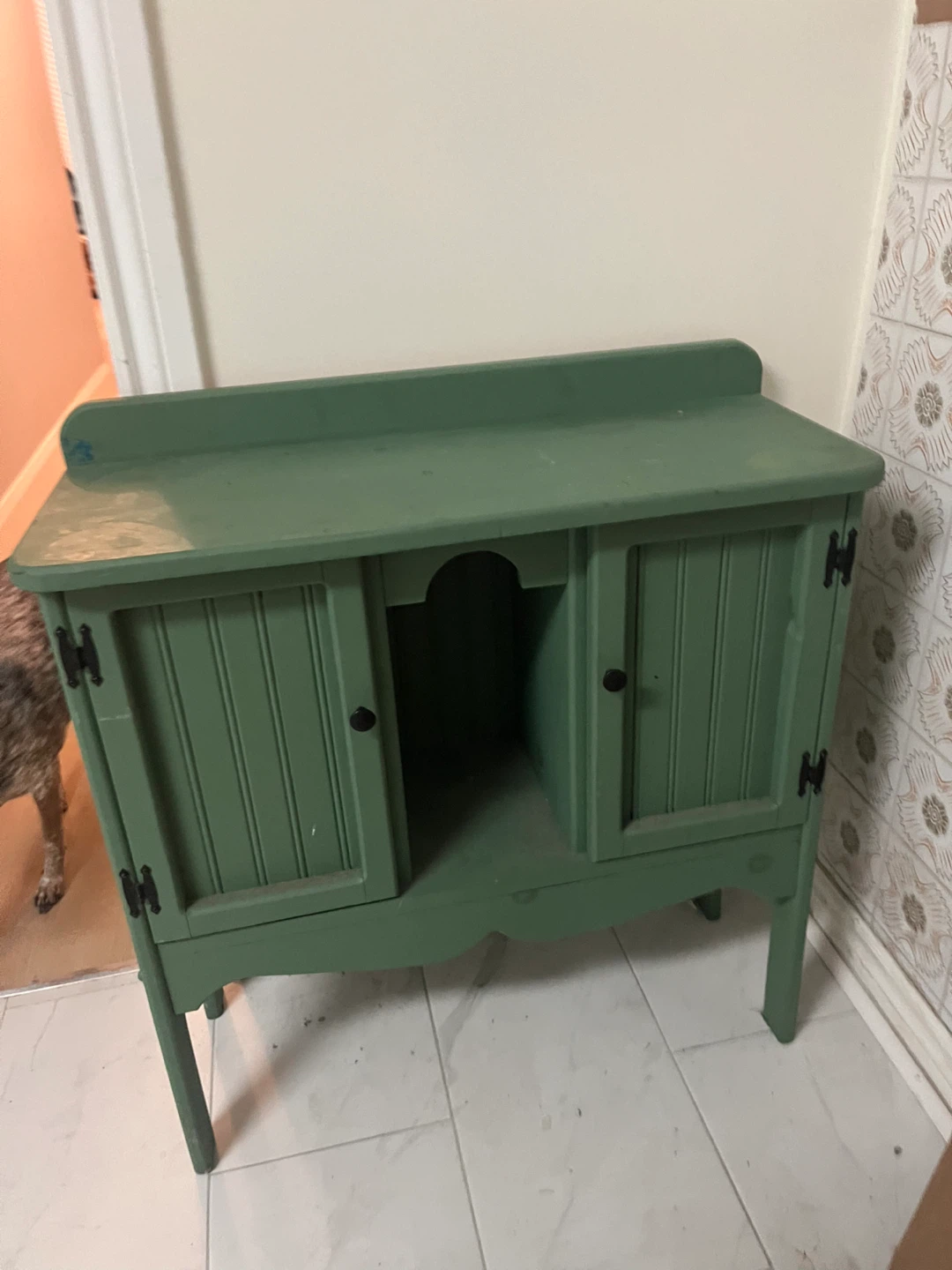 Teal MCM sideboard/ bar cart