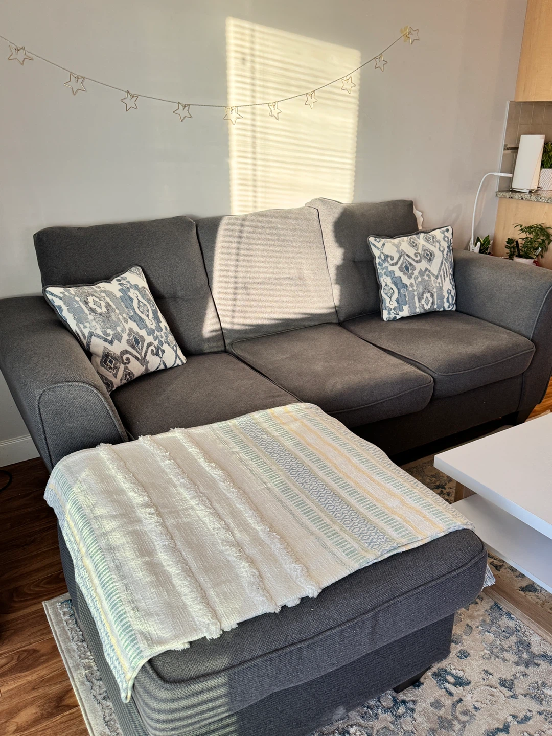 Grey Sectional Couch with Ottoman - photo 2