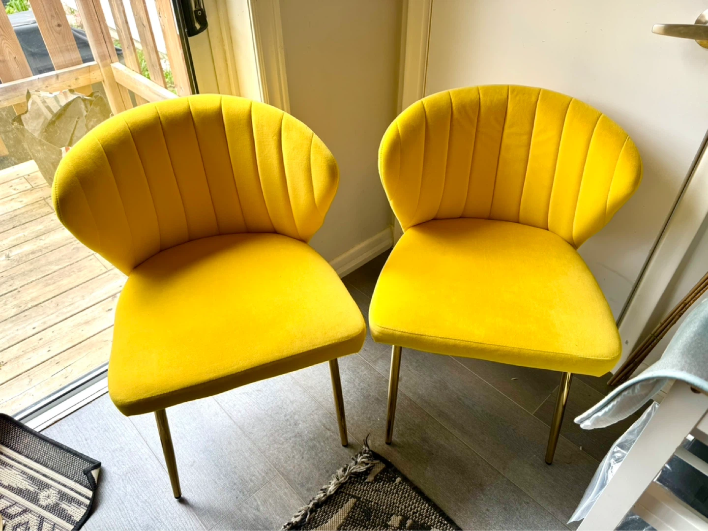Yellow Velvet Accent Chairs (Set of 2)