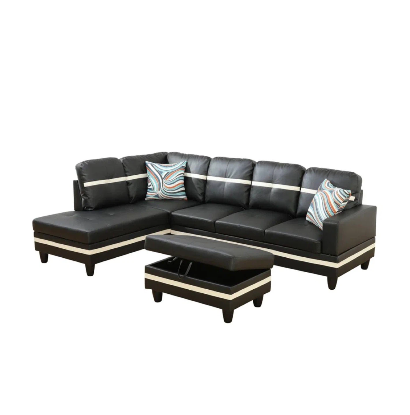Brevard Faux Leather L-Shaped Sectional Sofa - photo 2
