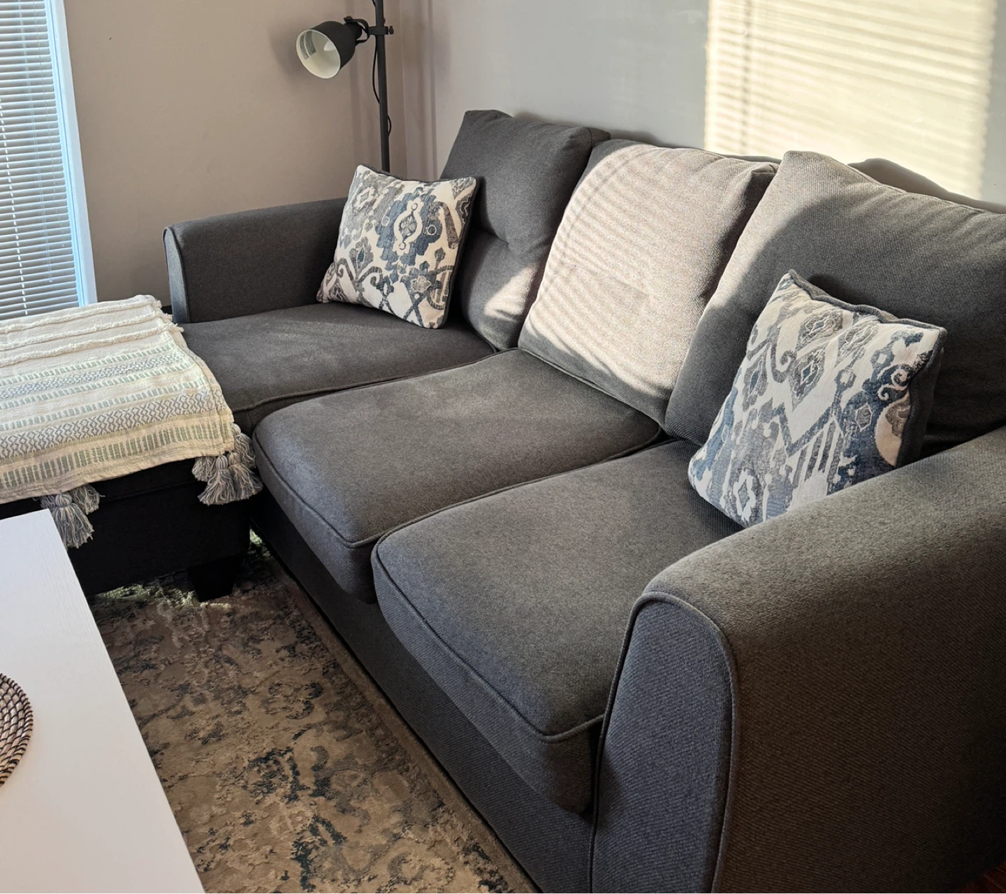 Grey Sectional Couch with Ottoman