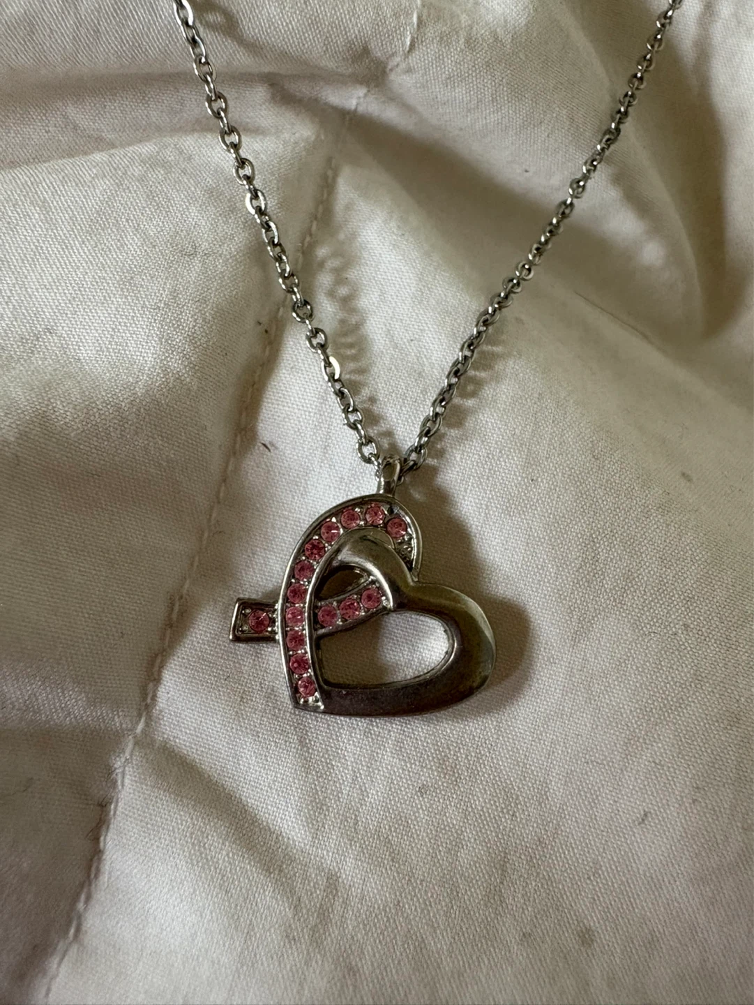 Breast cancer awareness Heart pendant necklace