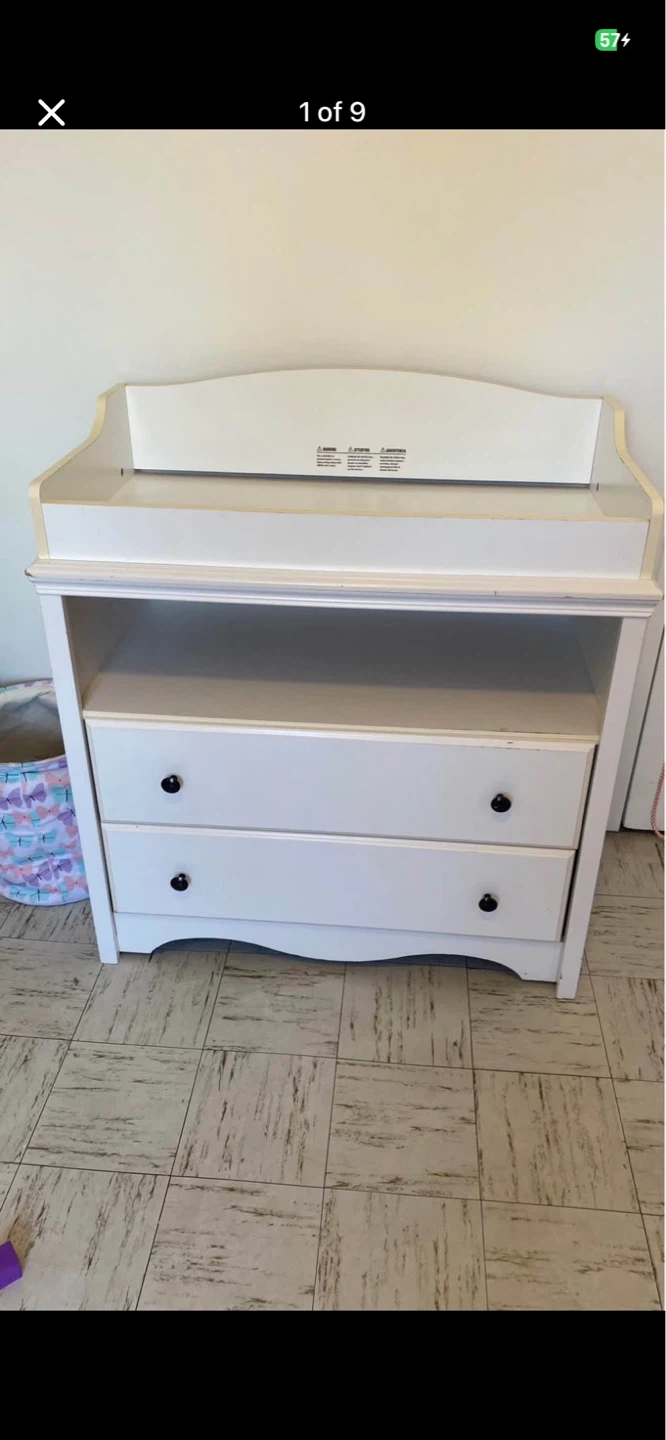 White Baby Changing Table with Drawers