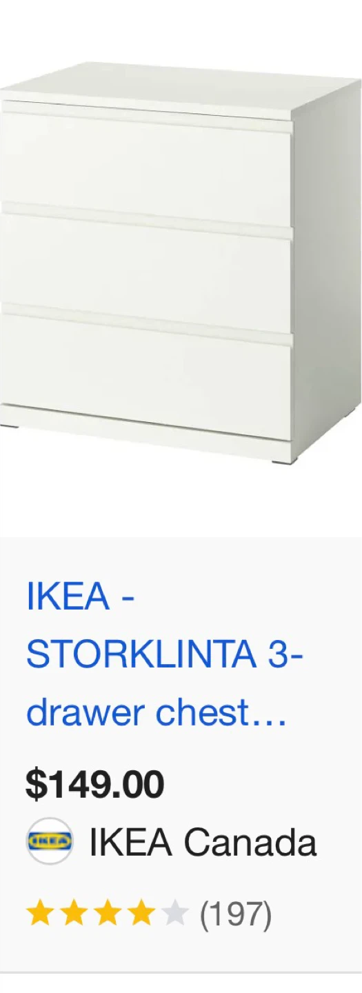IKEA STORKLINTA 6-drawer dresser plus 2x bedside tables