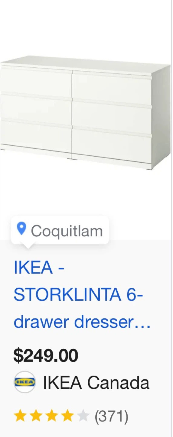 IKEA STORKLINTA 6-drawer dresser plus 2x bedside tables - photo 2
