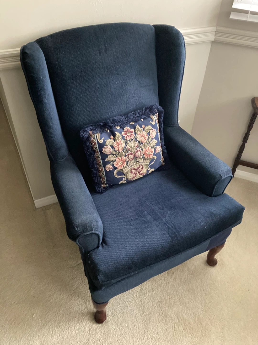 Navy Blue Wingback Chair - photo 2